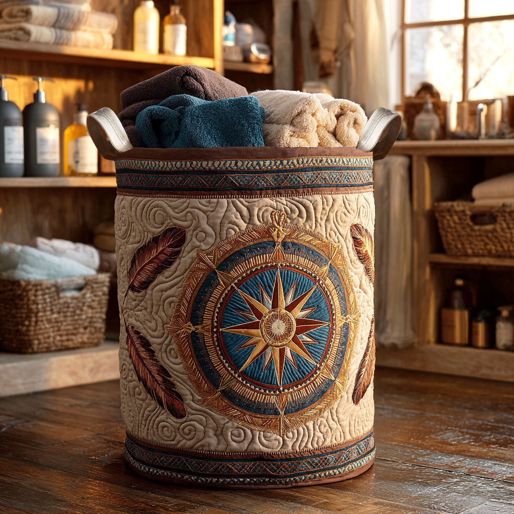 Compass Dreams Quilted Laundry Basket Dirty Clothes Basket Good Native American Themed Gifts