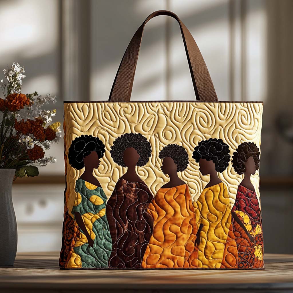 Confident Black Muse Quilted Tote Bag Popular Designer Totes African American Gifts For Women