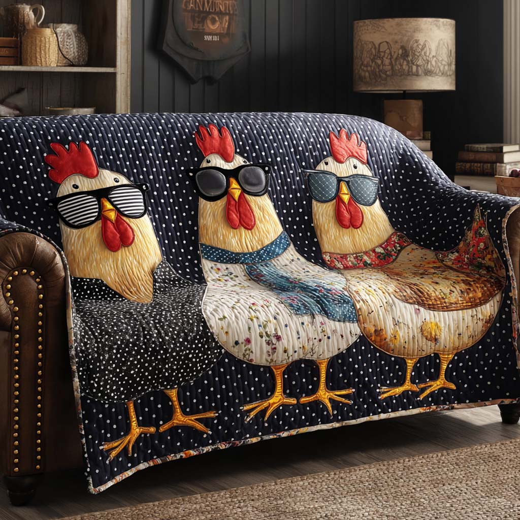 Cool Chicks Club Quilted Sofa Cover Indoor Decoration Chicken Christmas Gifts
