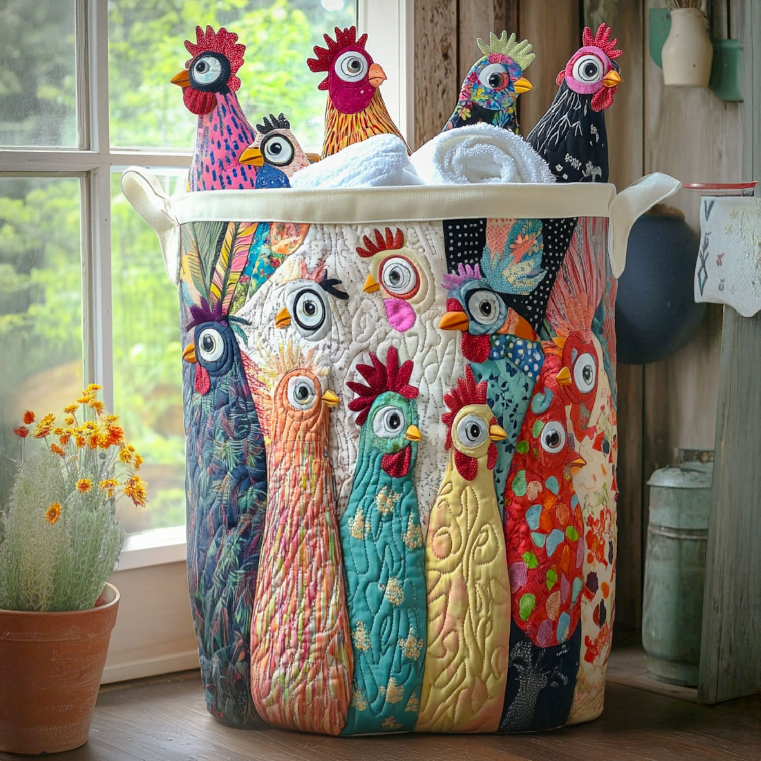 Coop Queens Quilted Laundry Basket Dirty Clothes Basket Chicken Gifts For Chicken Lovers