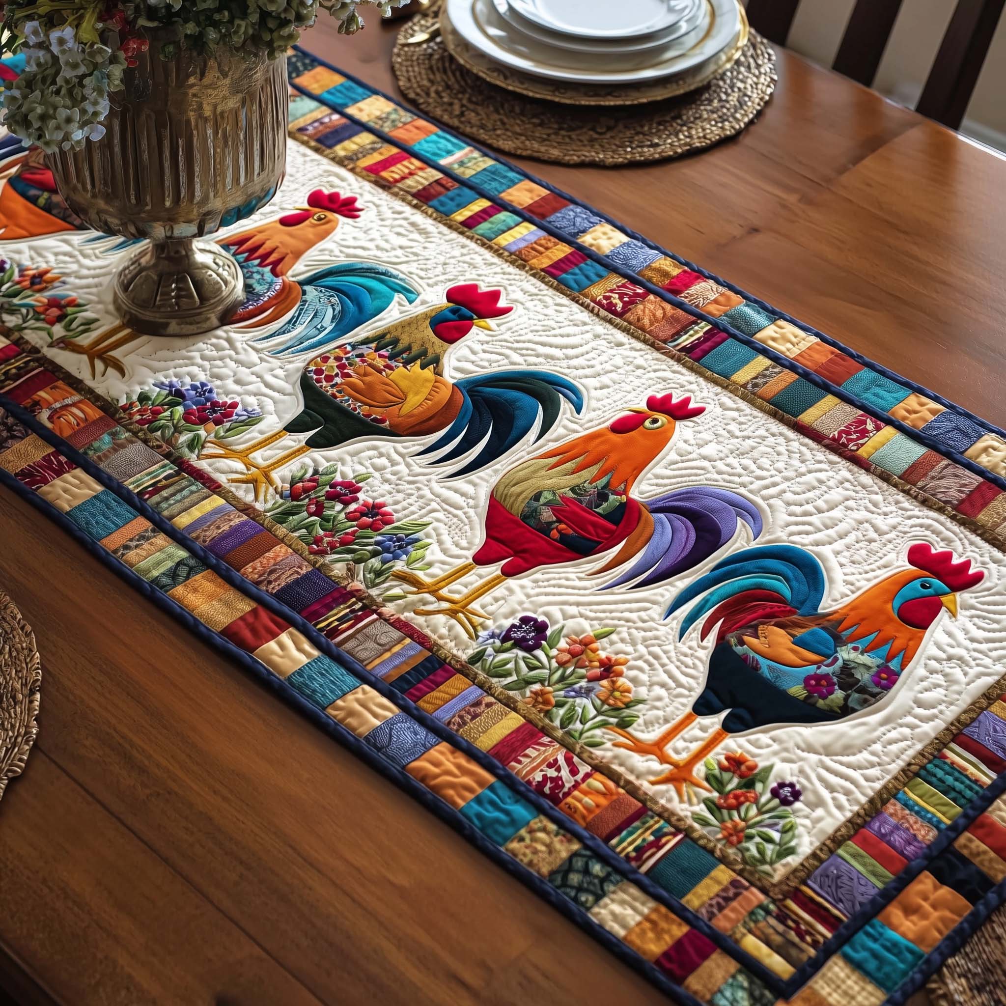 Coop Sweeties Quilted Table Runner Farmhouse Table Runner Best Gifts For Chicken Owners