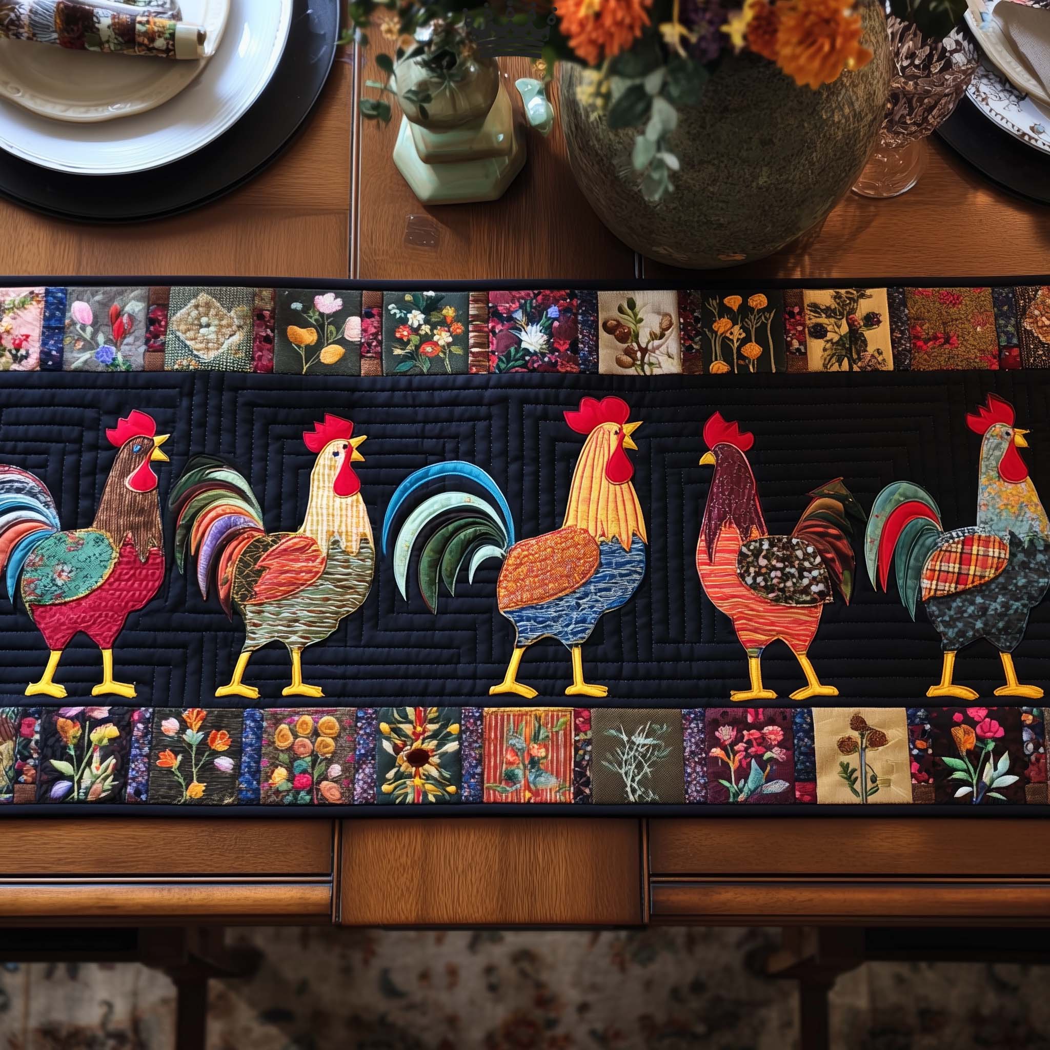 Coop Sweeties Quilted Table Runner Farmhouse Table Runner Ideas Gifts For People Who Love Chickens
