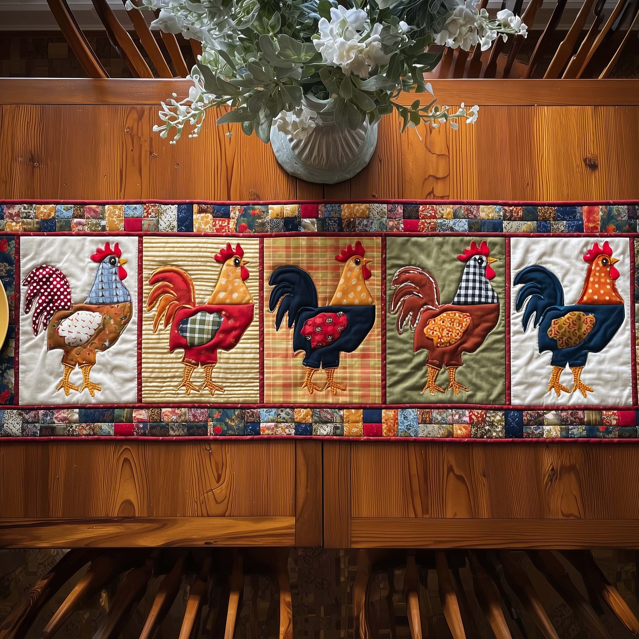 Coop Sweeties Quilted Table Runner Rustic Farmhouse Table Runner Chicken Novelty Gifts
