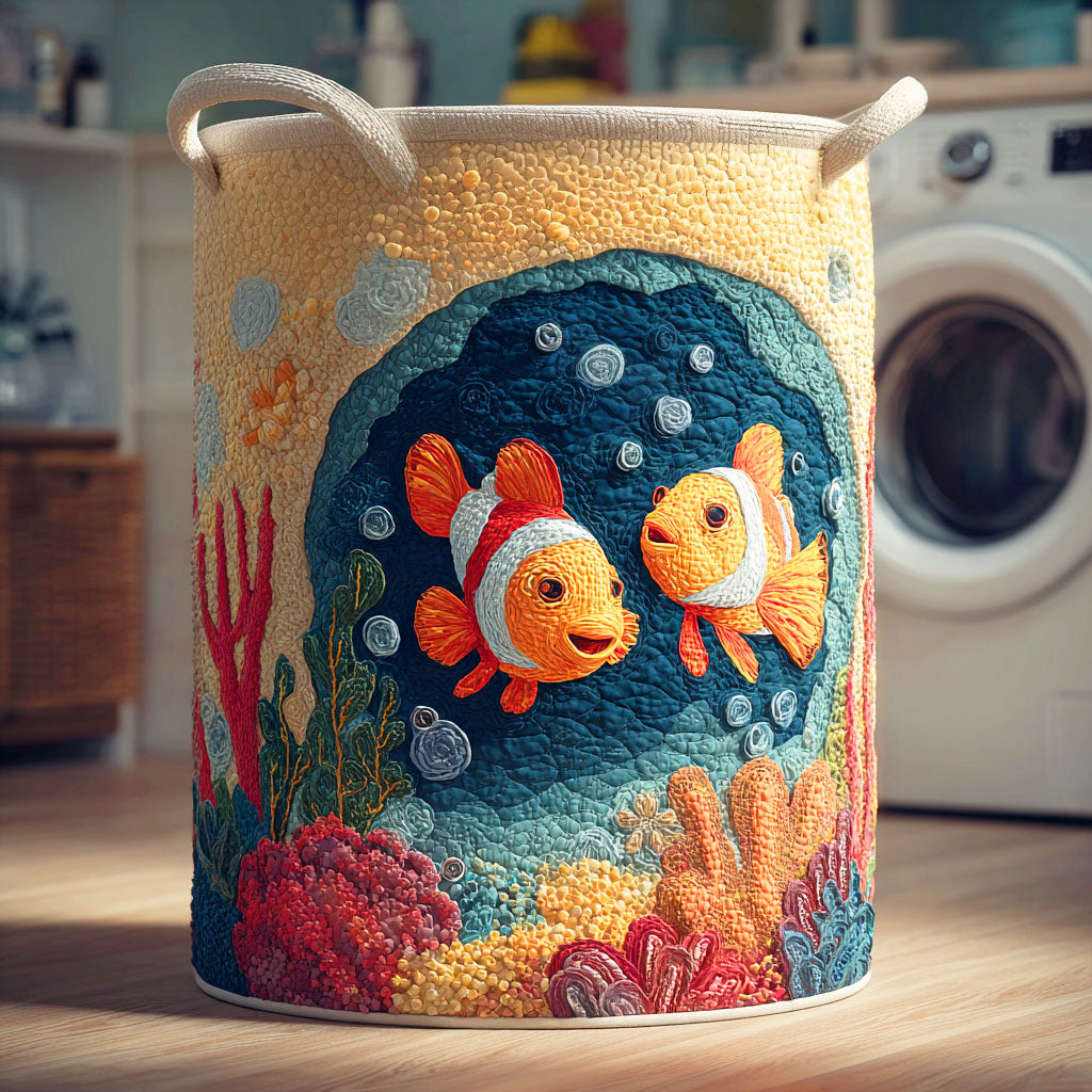 Coral Clownfish Quilted Laundry Basket Home And Decor Gifts For Mom From Son