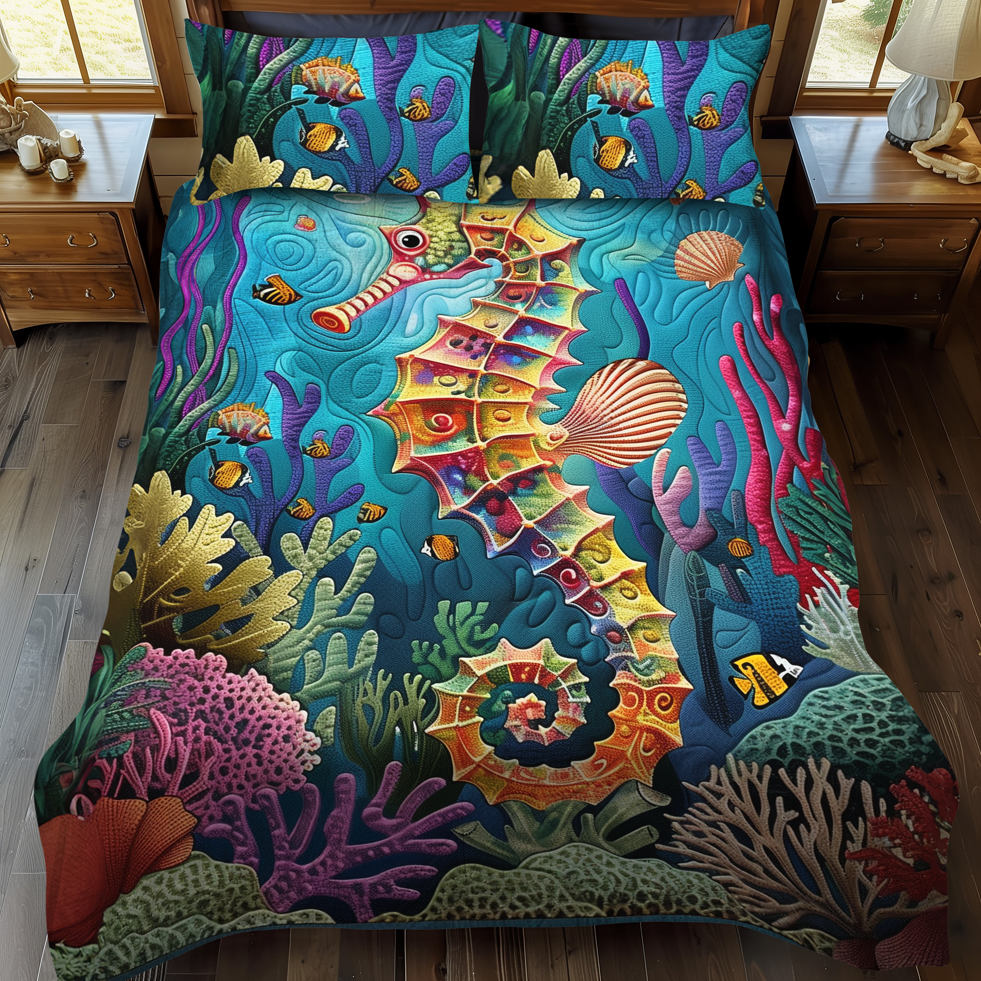 Coral Kingdom Quilted Bedding Set Bed Decorations Cool Octopus Gifts
