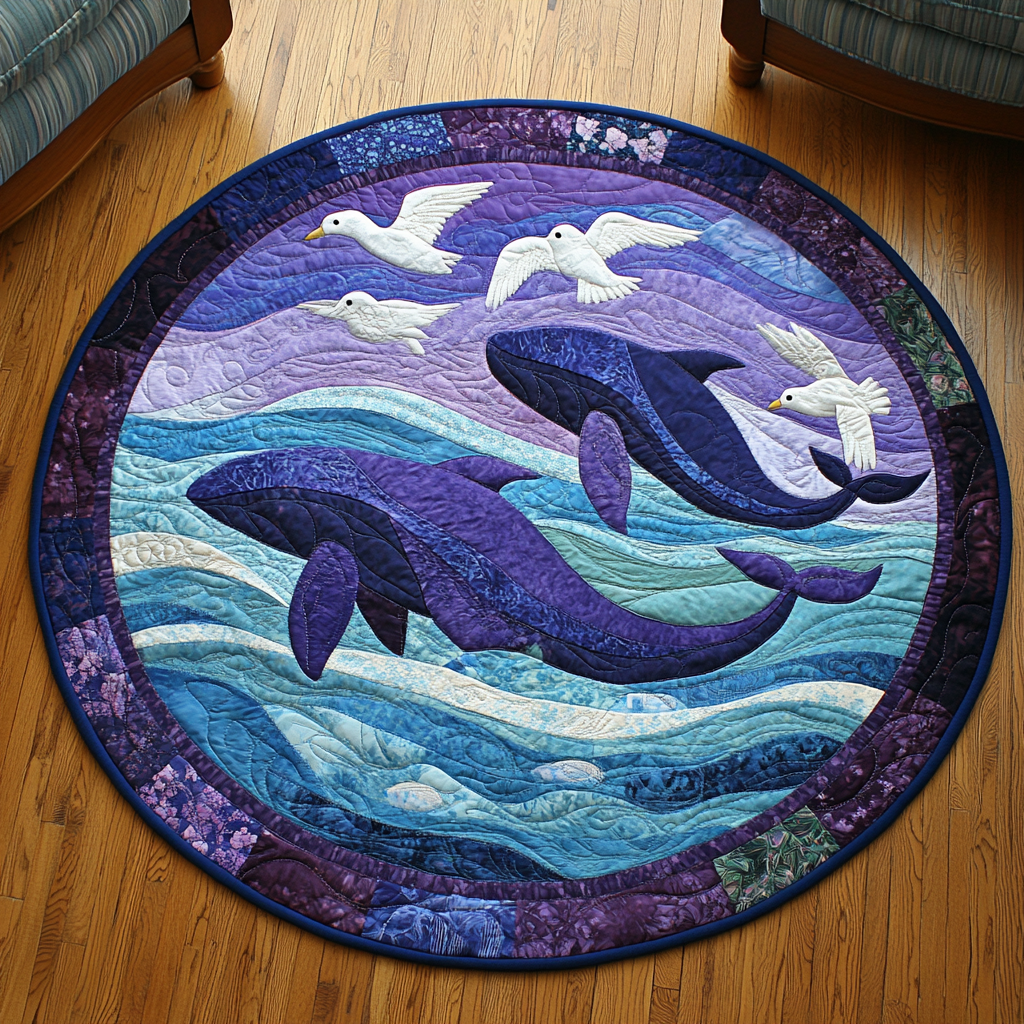 Coral Reef Harmony Quilted Round Mat Living Room Design Mother's Day Gifts For Mom