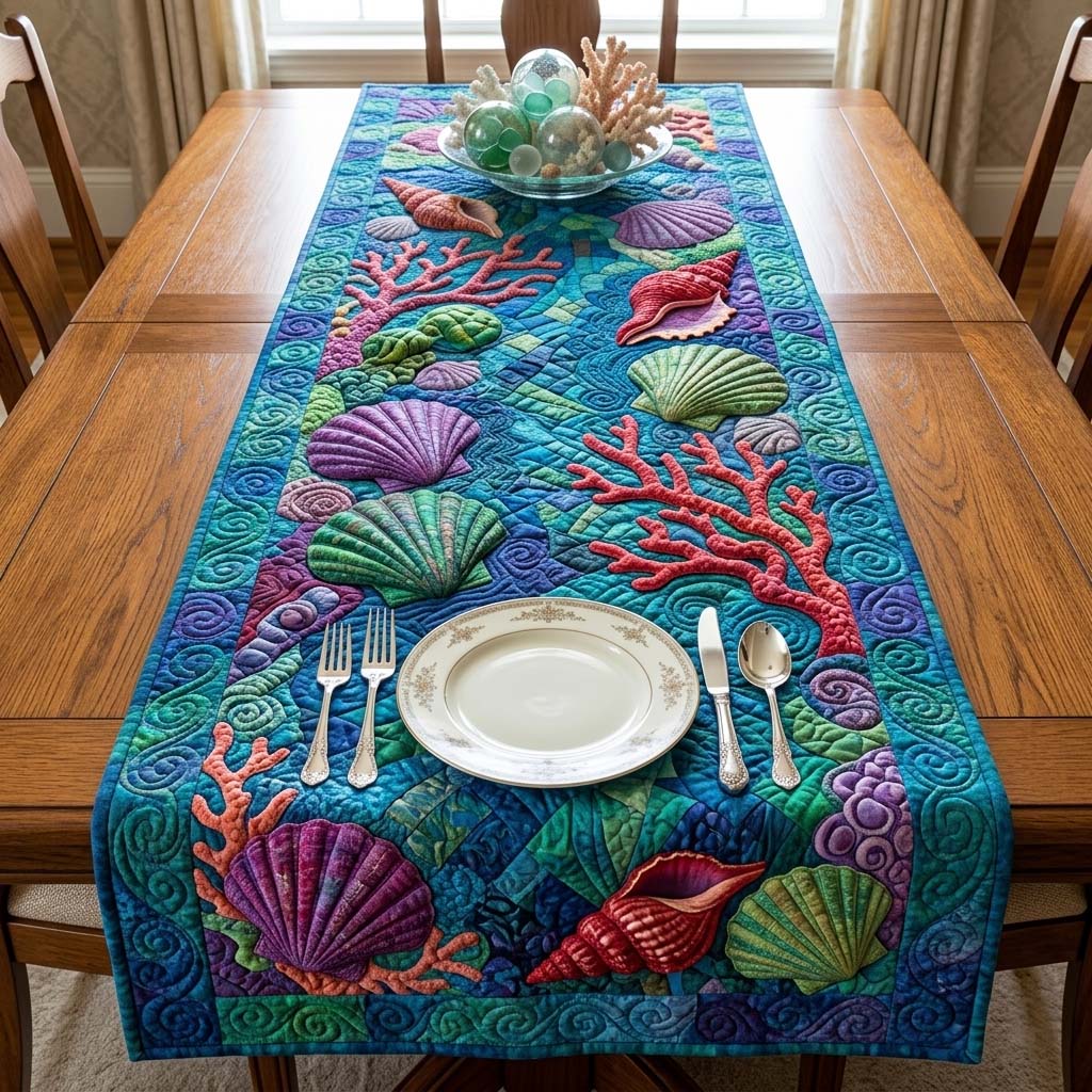 Coral Reef Quilted Table Runner Kitchen Table Runners Unique Gifts For Dad