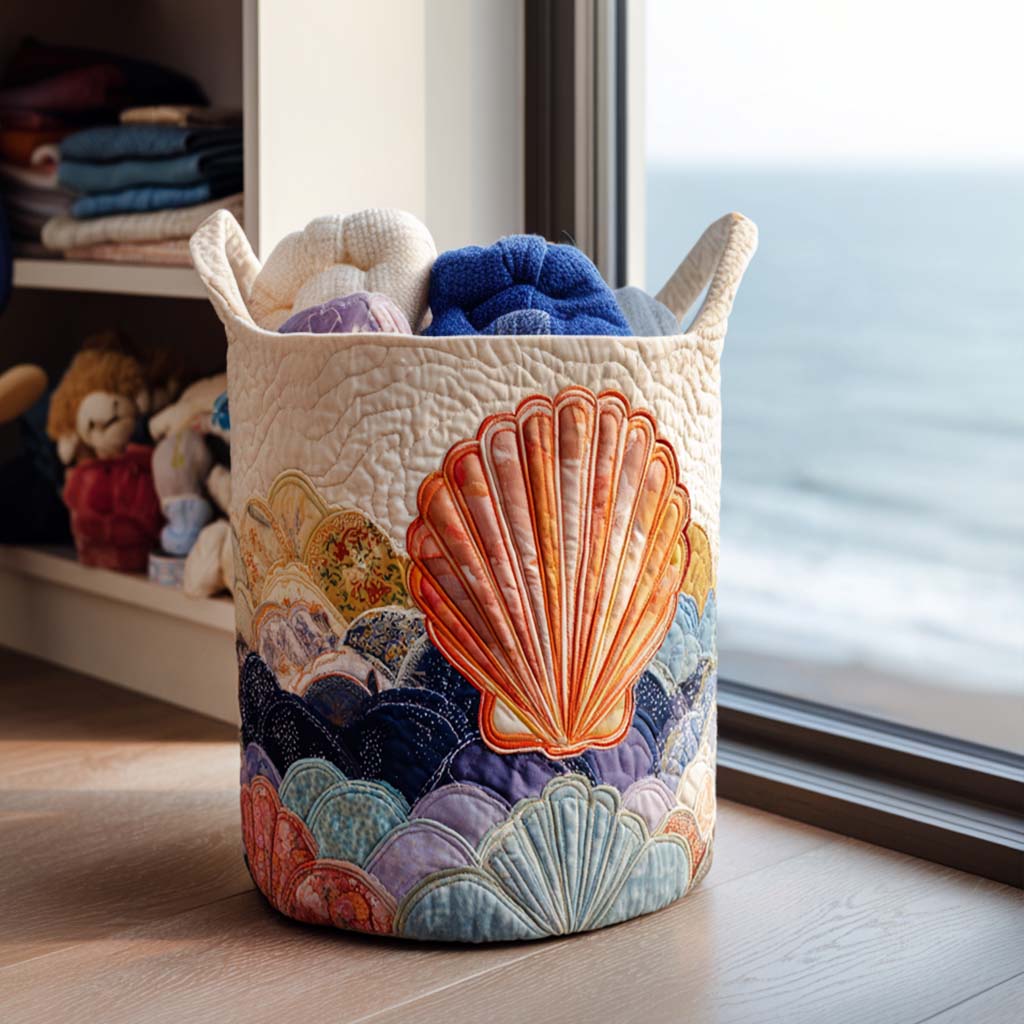 Coral Tide Breeze Quilted Laundry Basket Dirty Laundry Basket Good Housewarming Presents