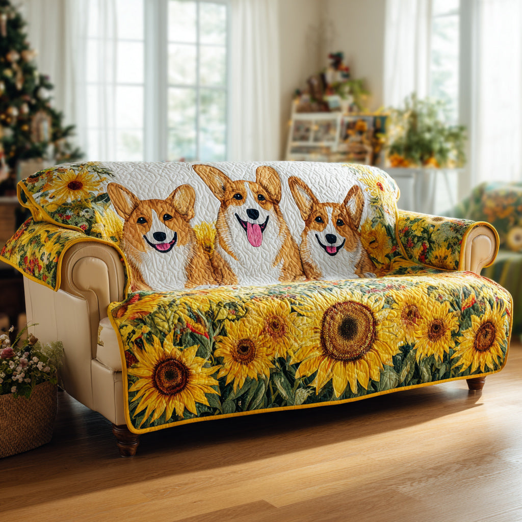 Corgi Aura Quilted Sofa Cover Sofa Couch Slipcover Corgi Christmas Presents