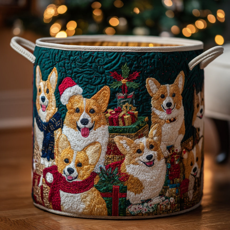 Corgi Cabin Christmas Quilted Laundry Basket Biggest Laundry Basket Christmas Presents For Mom