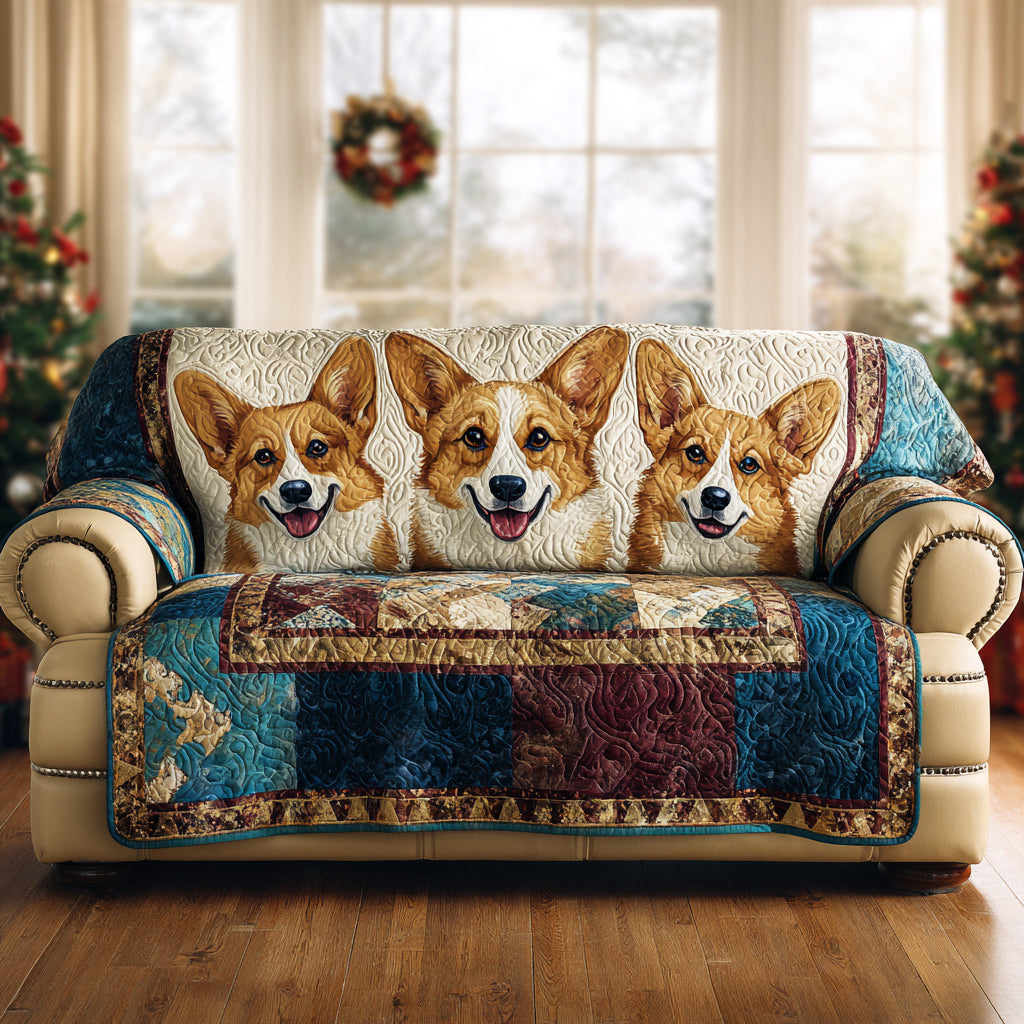 Corgi Charm Quilted Sofa Cover Indoor Decor Presents For Corgi Lovers