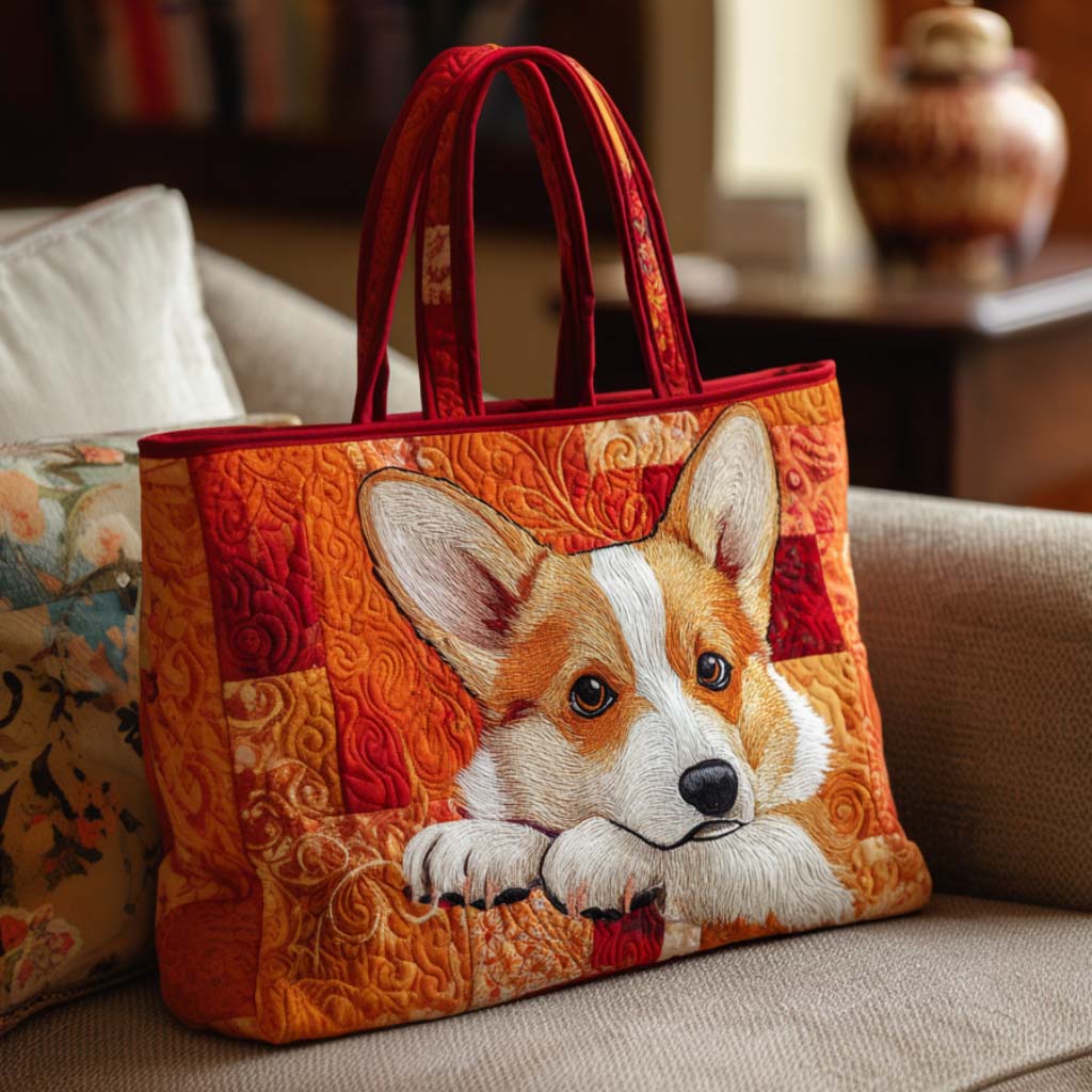 Corgi Country Ride Quilted Tote Bag Best Tote Handbags Birthday Ideas For Mother