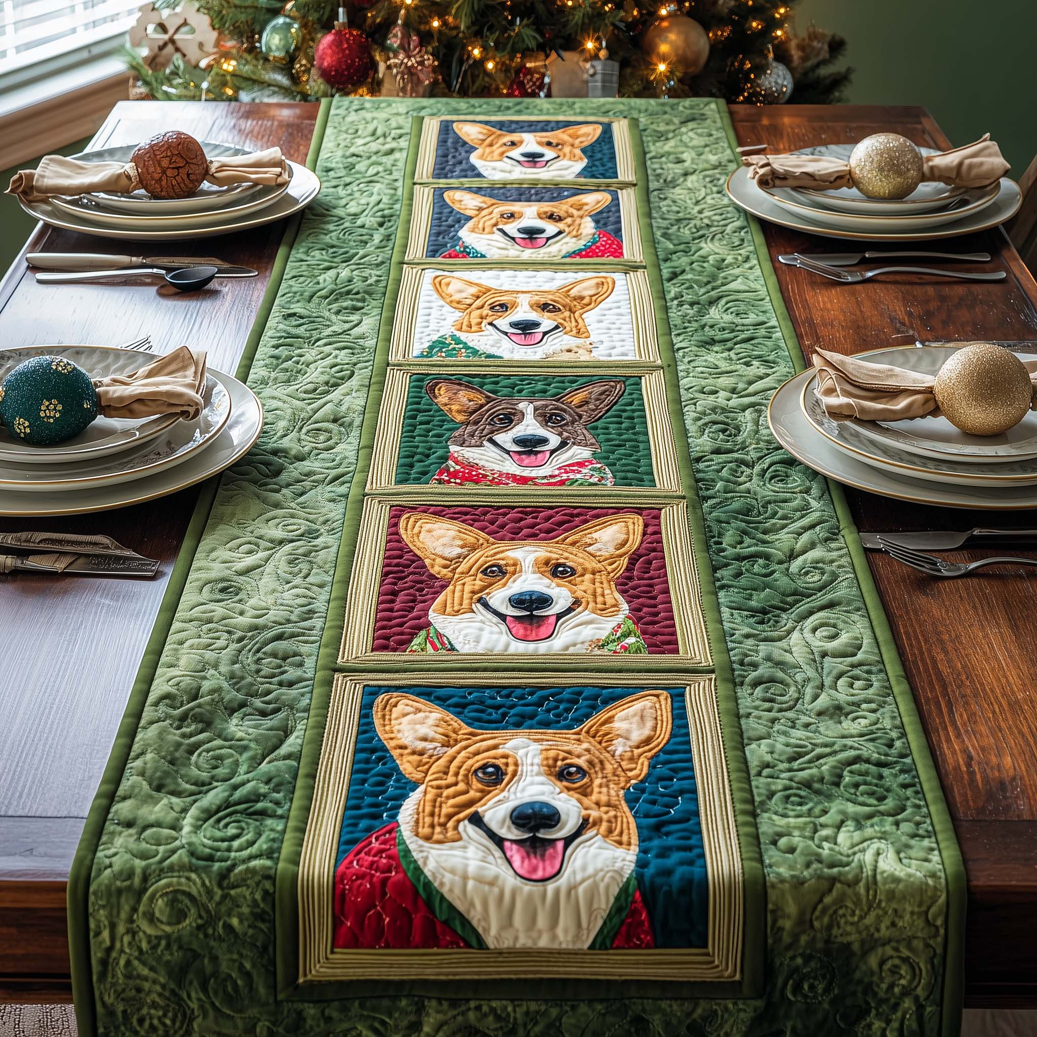 Corgi Gallery Quilted Table Runner Elegant Holiday Table Runners Top Christmas Gifts