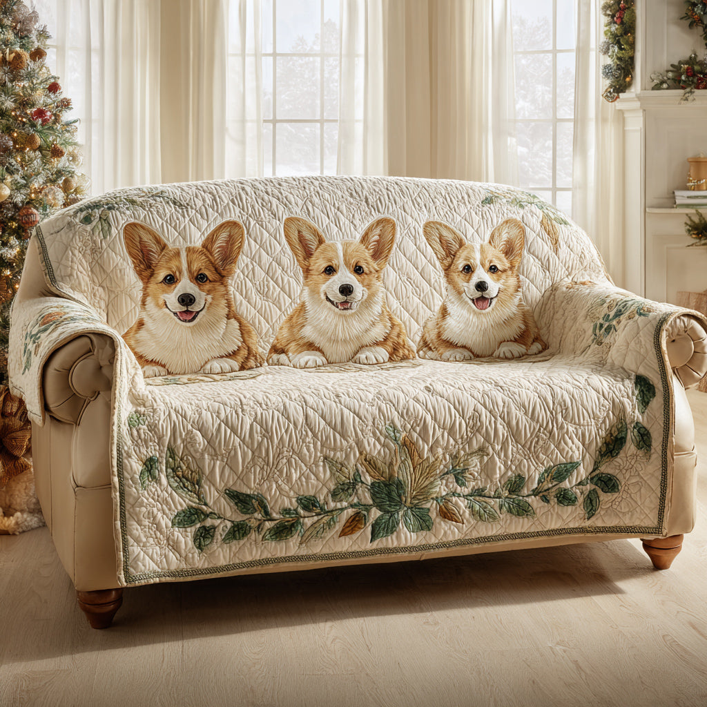Corgi Infinite Quilted Sofa Cover Couch And Sofa Covers Best Gifts For Corgi Lovers