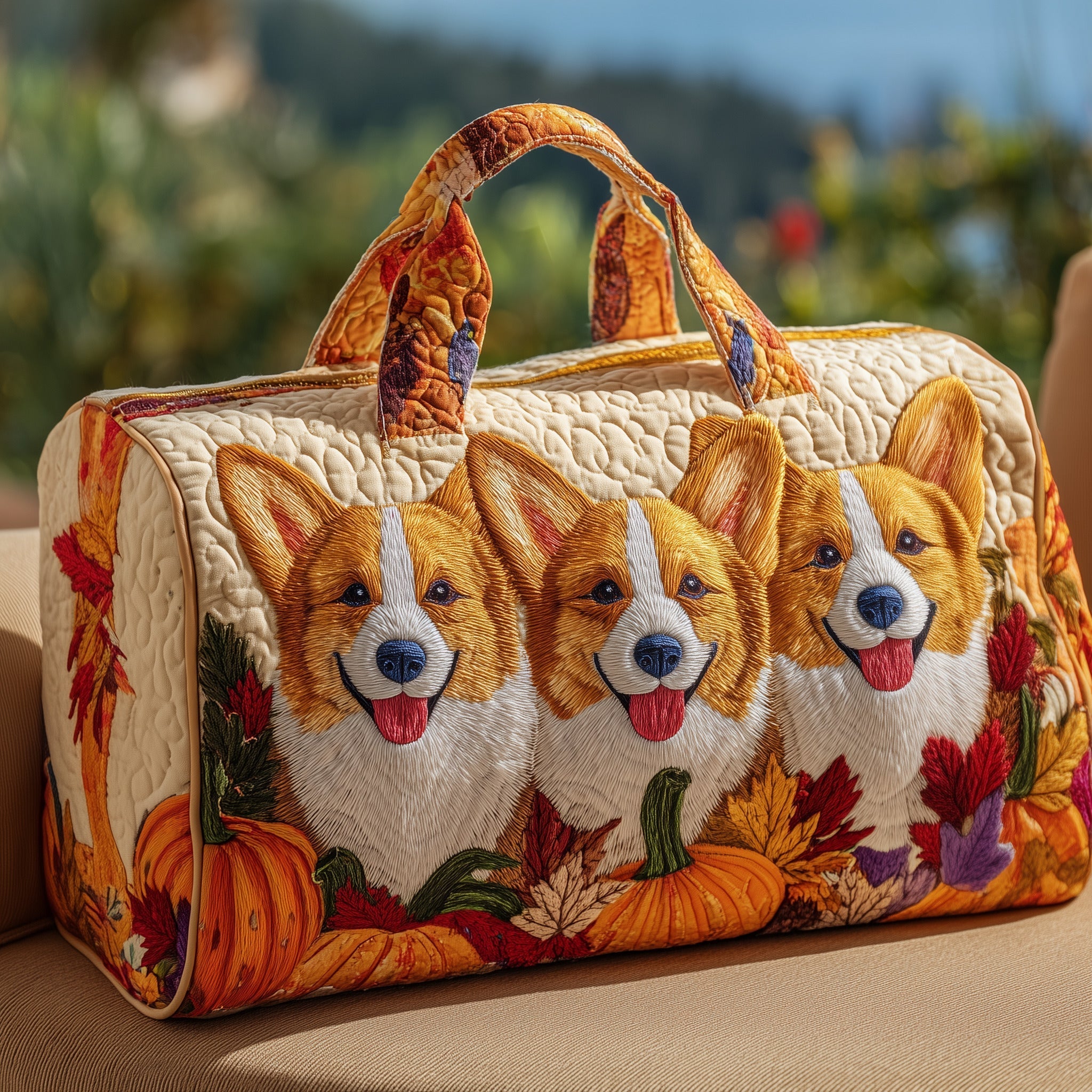 Corgi Joy Quilted Duffle Bag Best Weekend Duffel Bag Gift Items For Mother