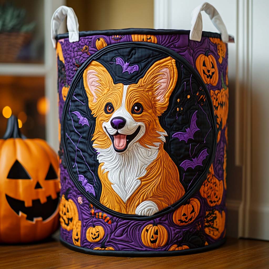 Corgi Lantern Quilted Laundry Basket Coolest Laundry Baskets Best Gifts For Pet Dog Lovers