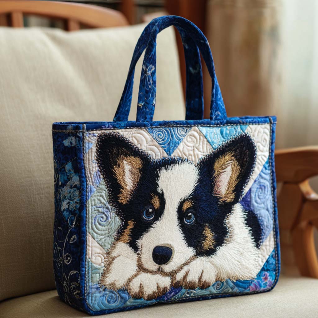 Corgi Meadow Run Quilted Tote Bag Best Everyday Tote Bag Unique Gifts For Mom