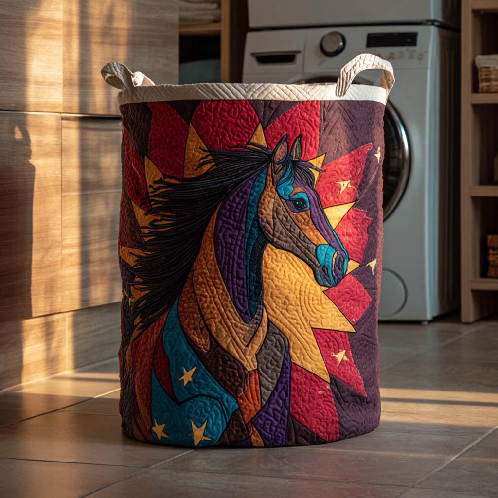 Cosmic Flame Quilted Laundry Basket Home And Decor Horse Related Gift Ideas