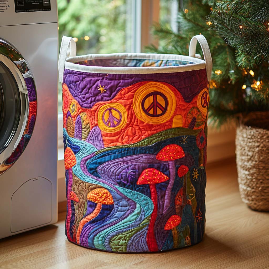 Cosmic Nature Flow Quilted Laundry Basket Foldable Hamper Unusual House Warming Presents