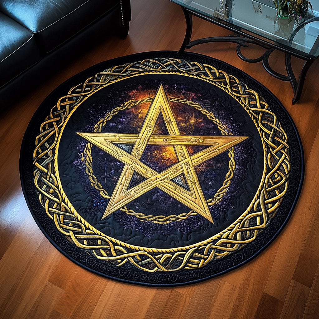 Cosmic Pentagram Quilted Round Mat Circle Mat Special Step Dad Gifts