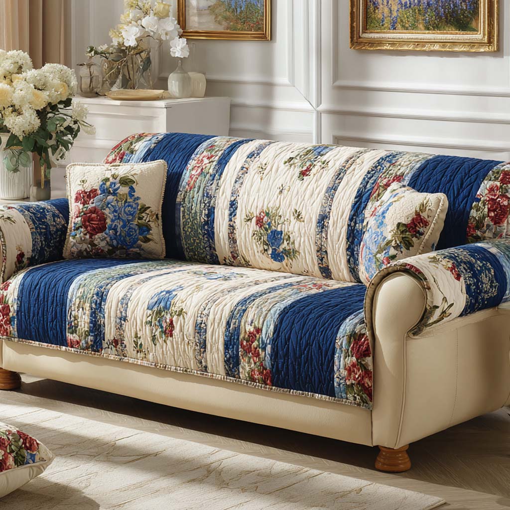 Cottage Americana Quilted Sofa Cover Sectional Couch Covers Texas Gifts For Out Of Towners