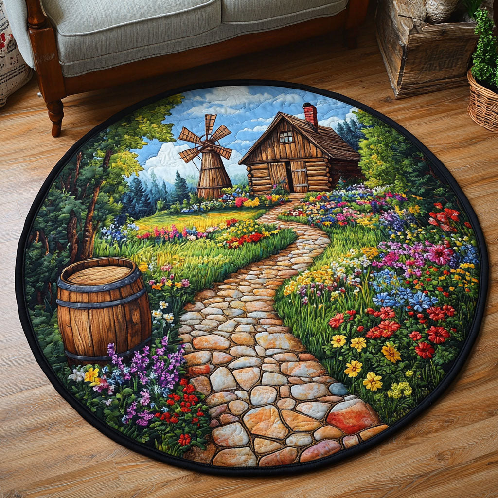Cottage Garden Path Quilted Round Mat Round Holiday Rugs Mother Gifts From Son