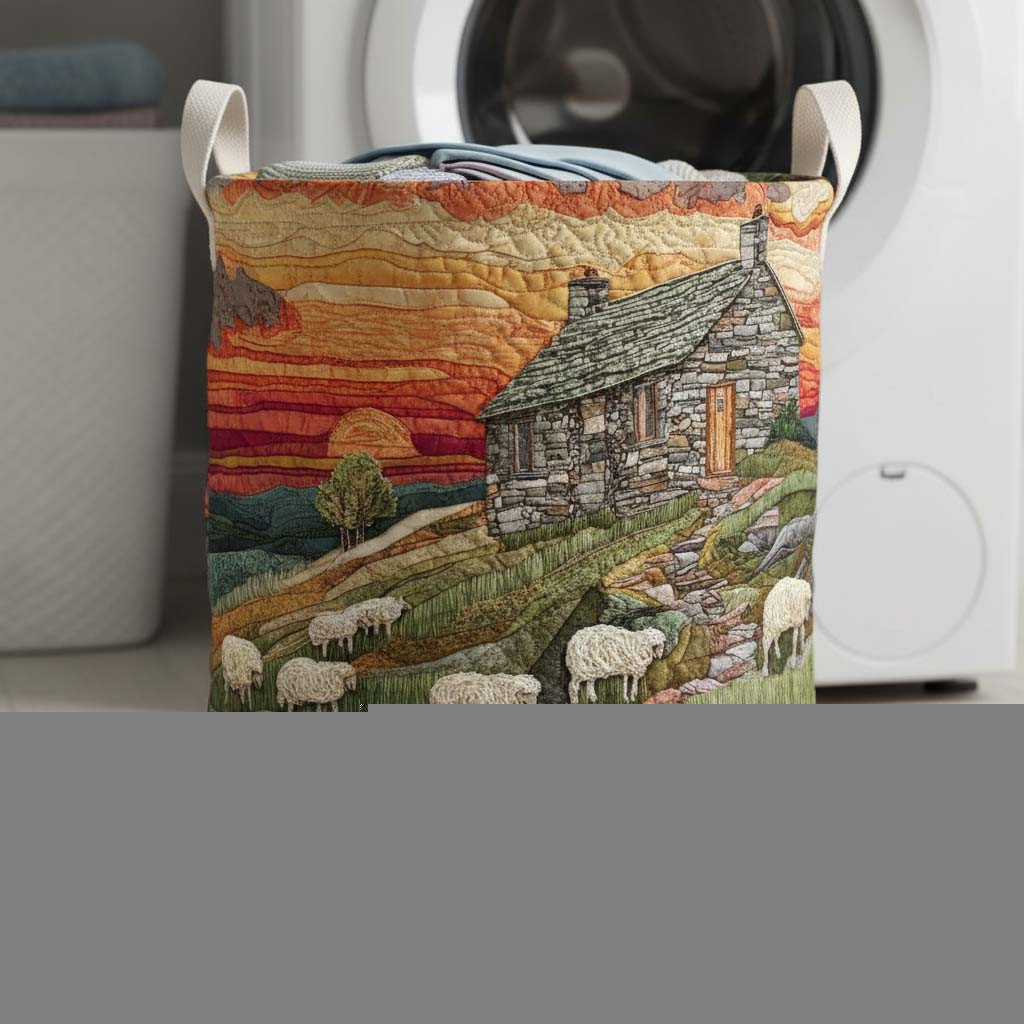 Cottage Sheep Quilted Laundry Basket Laundry Hamper Gifts For Sheep Farmers