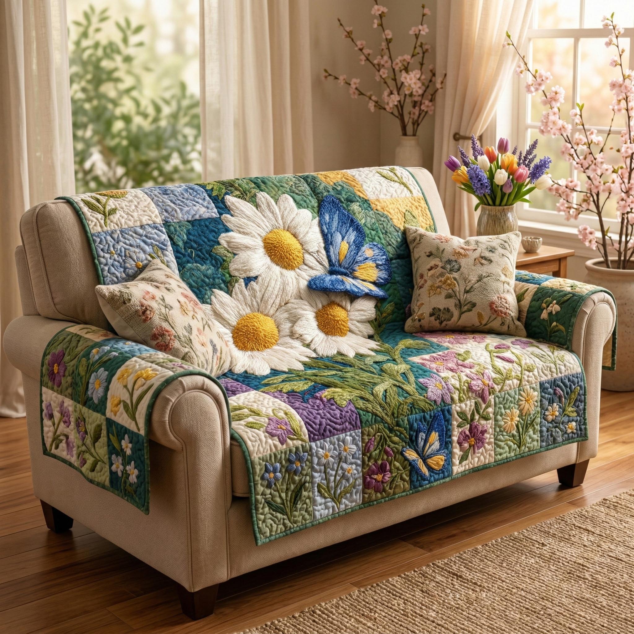 Cottage Wings Quilted Sofa Cover Couch Slipcovers Butterfly Gift Ideas For Lovers