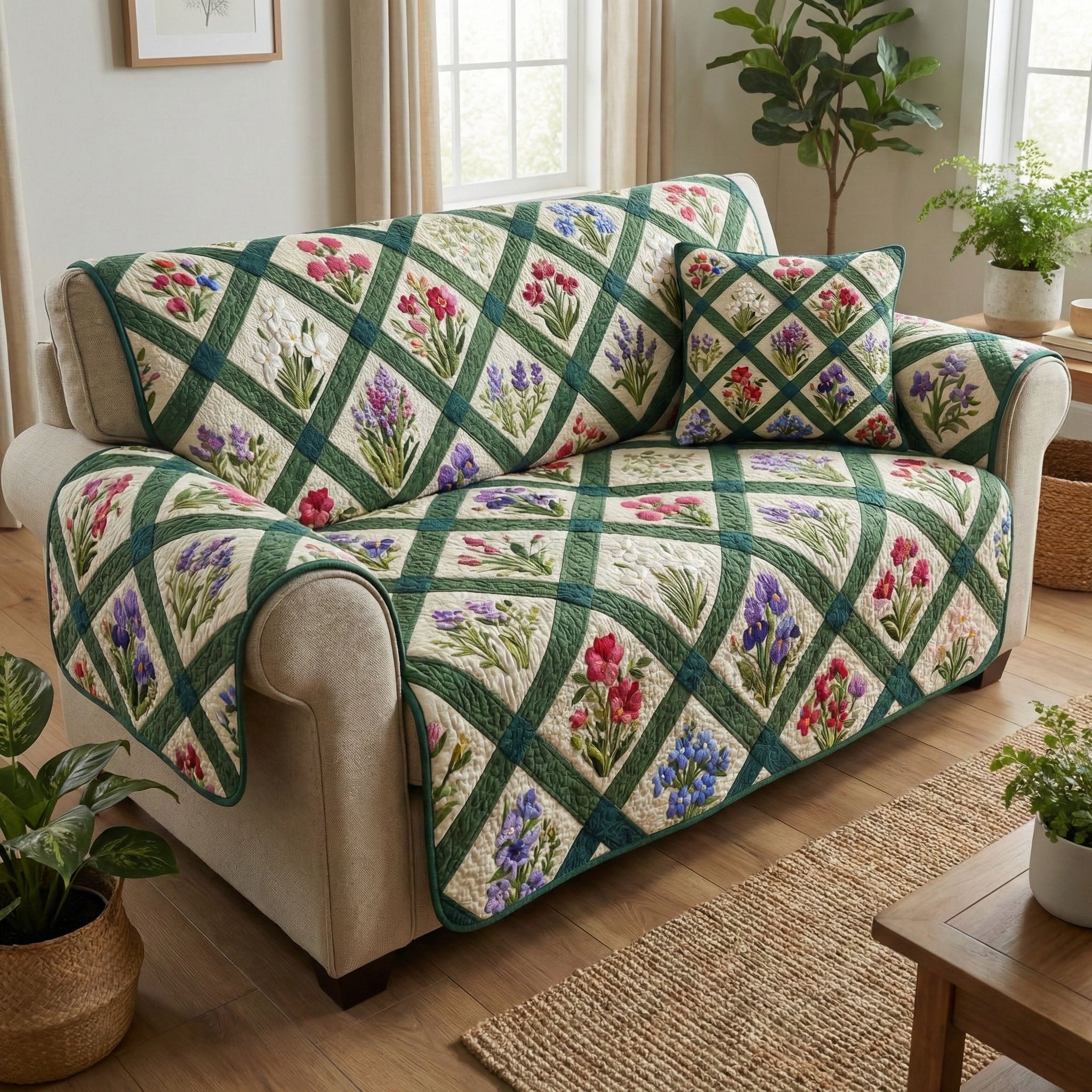 Country Bloom Quilted Sofa Cover Best Sectional Couch Covers Great Gifts For Mom