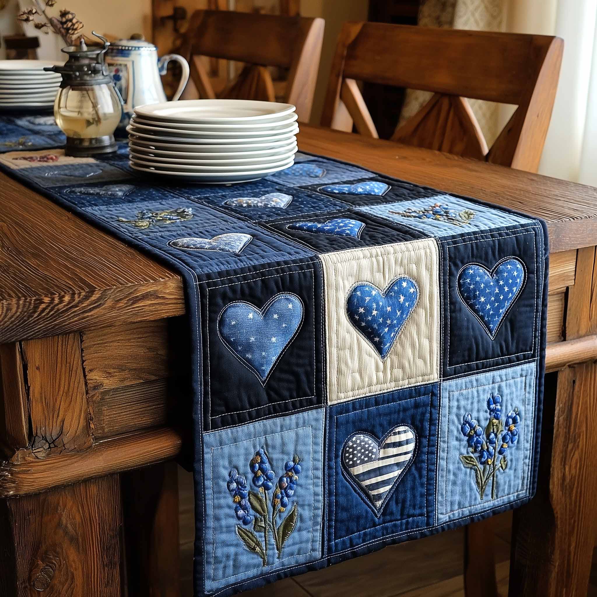 Country Bloom Quilted Table Runner Dining Table Decor Unique Gifts For Mom