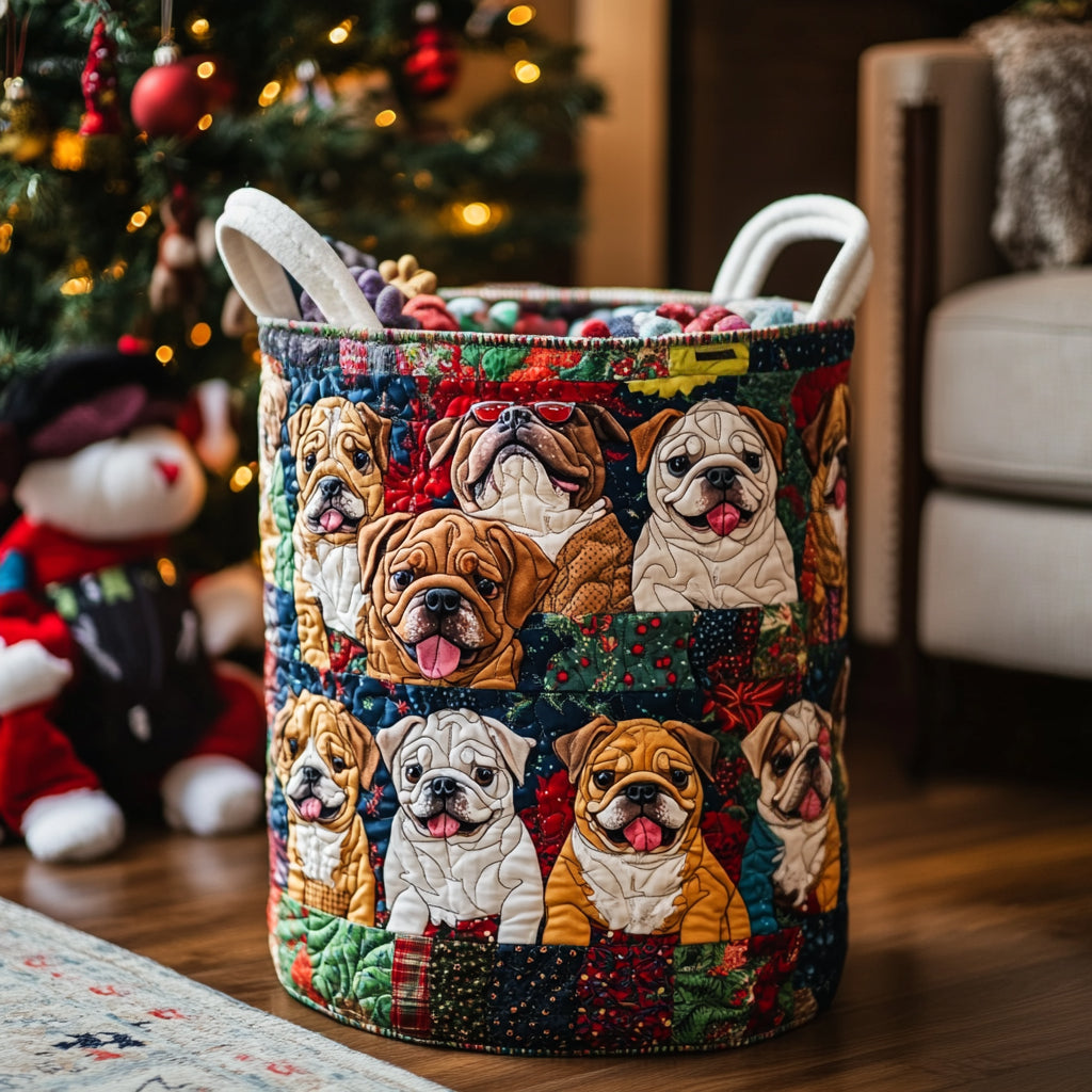 Country Bulldog Quilted Laundry Basket Foldable Clothes Hamper Frenchie Gifts For Her