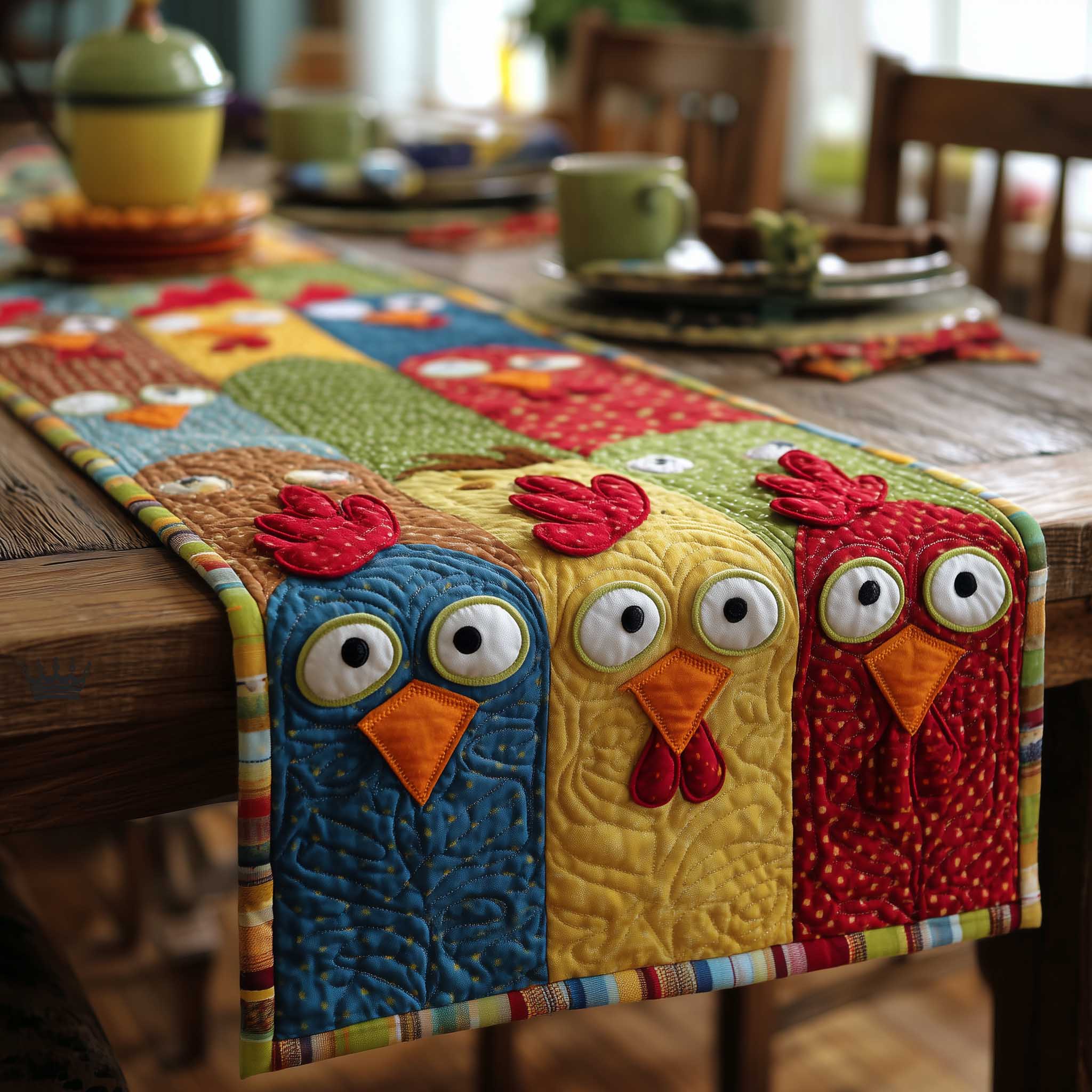 Country Coop Quilted Table Runner Dining Room Runner Presents For Chicken Lovers
