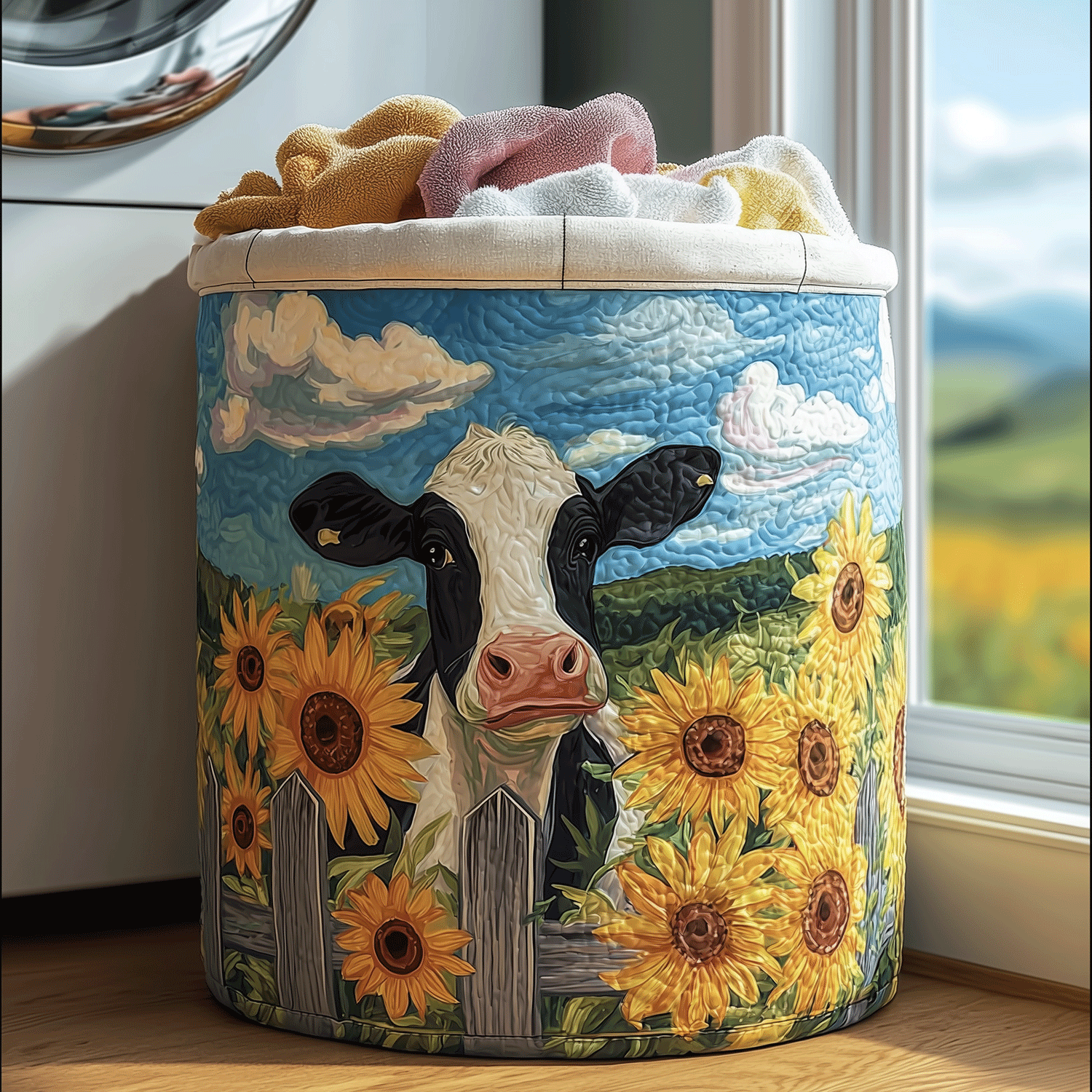 Country Cow Quilted Laundry Basket Unique Laundry Basket Gifts For A Cow Lover