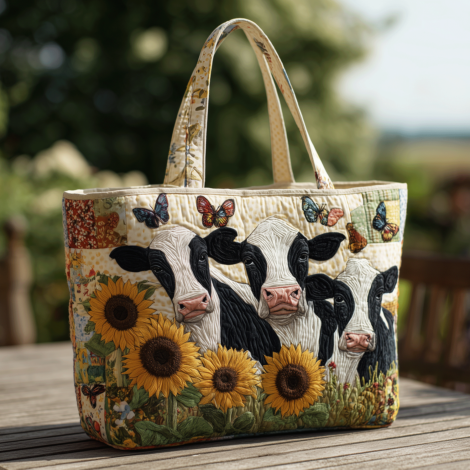 Country Cow Quilted Tote Bag Patchwork Tote Bag Special Birthday Gifts For Mom