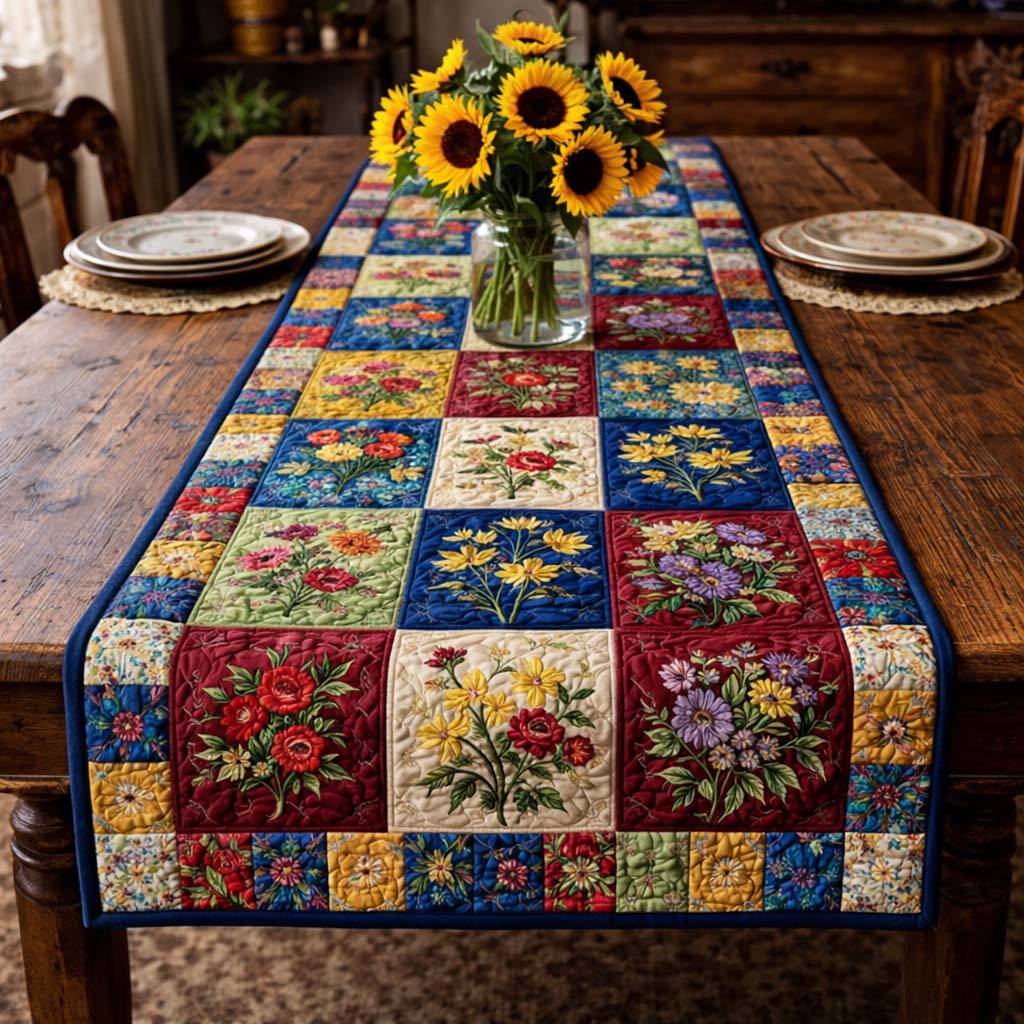 Country Floral Patchwork Quilted Table Runner Dining Room Decor Good Gifts For Mom