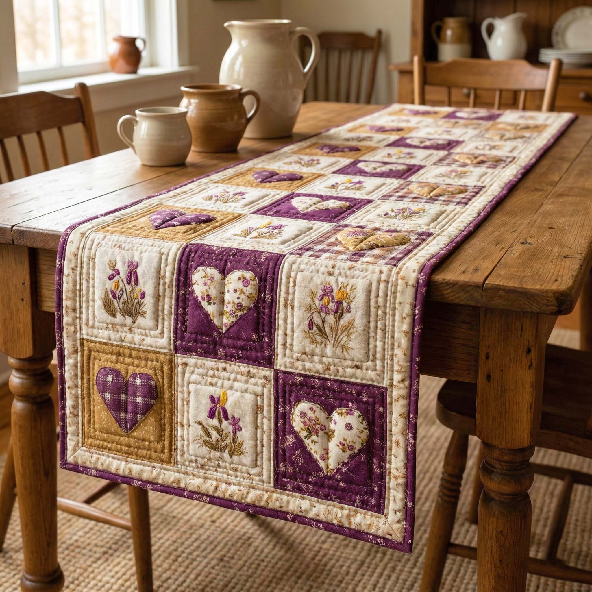 Country Lavender Quilted Table Runner Dining Table Ideas Gifts For Mum Birthday