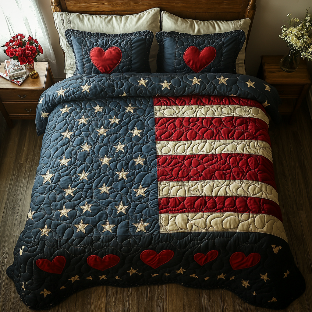 Country Liberty Quilted Bedding Set Unique Sheet Sets Great Mother's Day Gifts For Mom