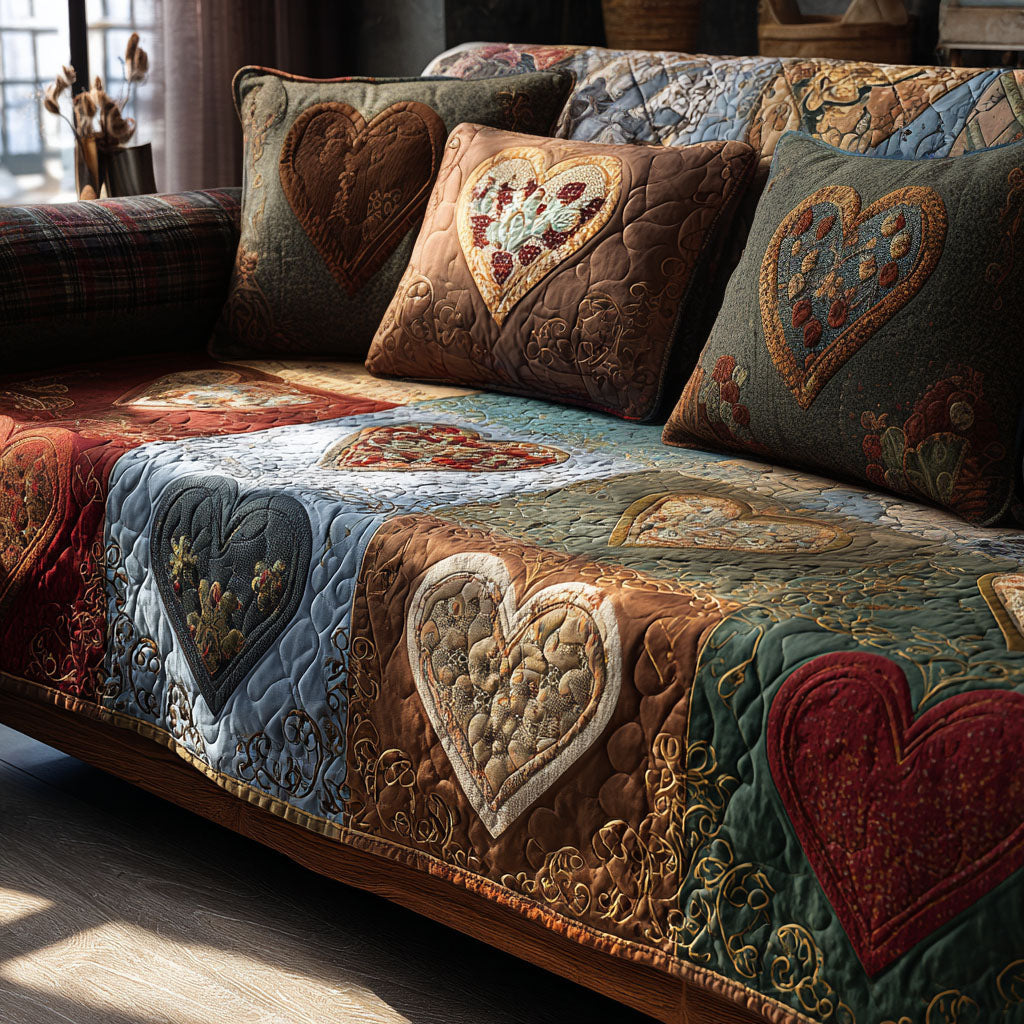Country Love Bliss Quilted Sofa Cover Living Room Decor Ideas Xmas Gifts For Dog Owners