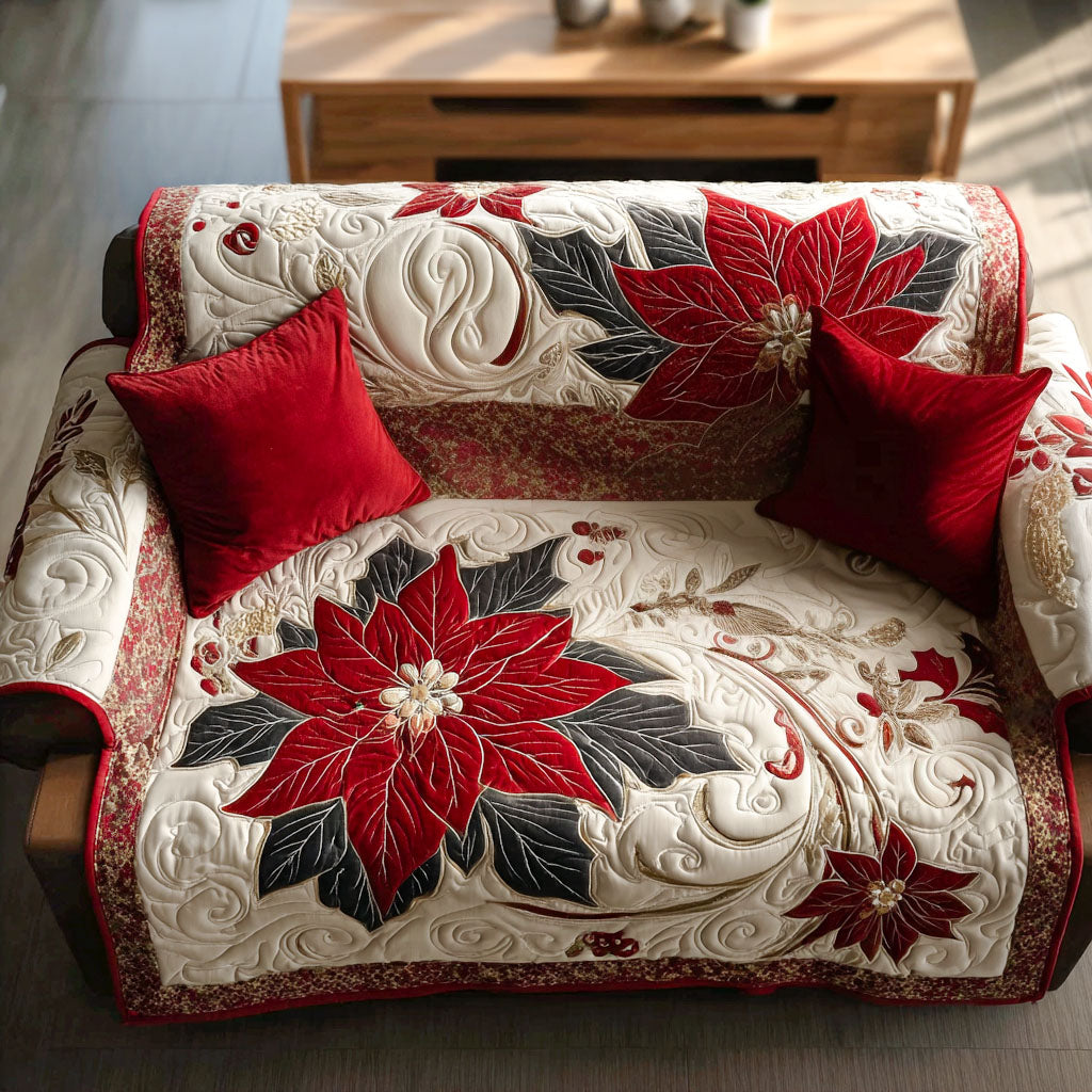 Country Noel Quilted Sofa Cover Christmas Living Decor Family Christmas Presents