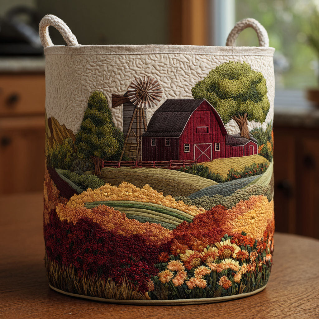 Country Path Quilted Laundry Basket Foldable Hamper Great Gifts For Mom