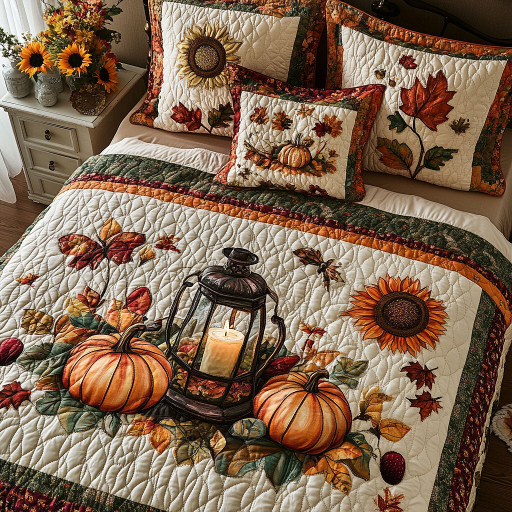 Country Pumpkin Lane Quilted Bedding Set Bed Decorations Mothers Day Gift For Friends
