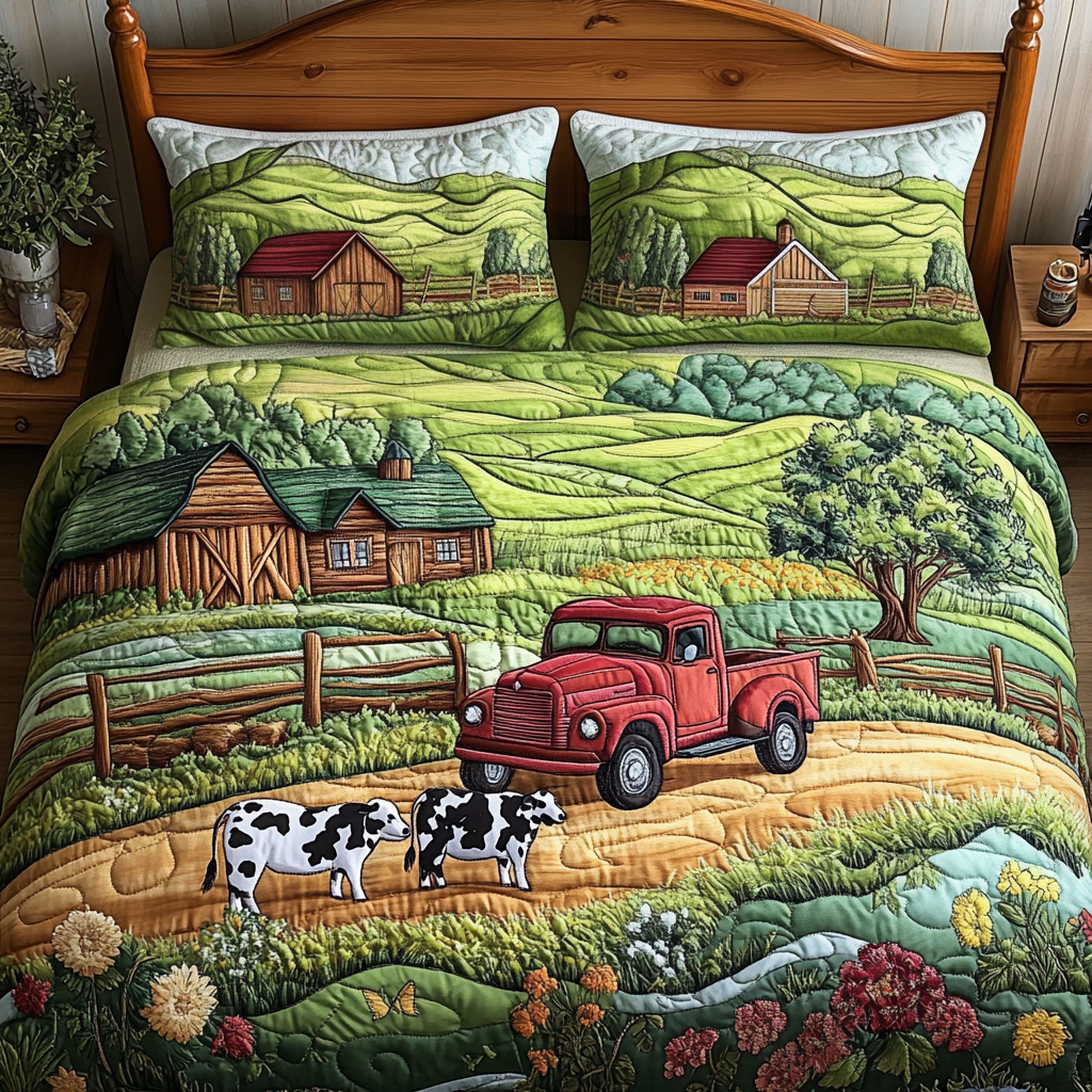 Country Ride Quilted Bedding Set Bed Decor Ideas Good Gifts For Farmers