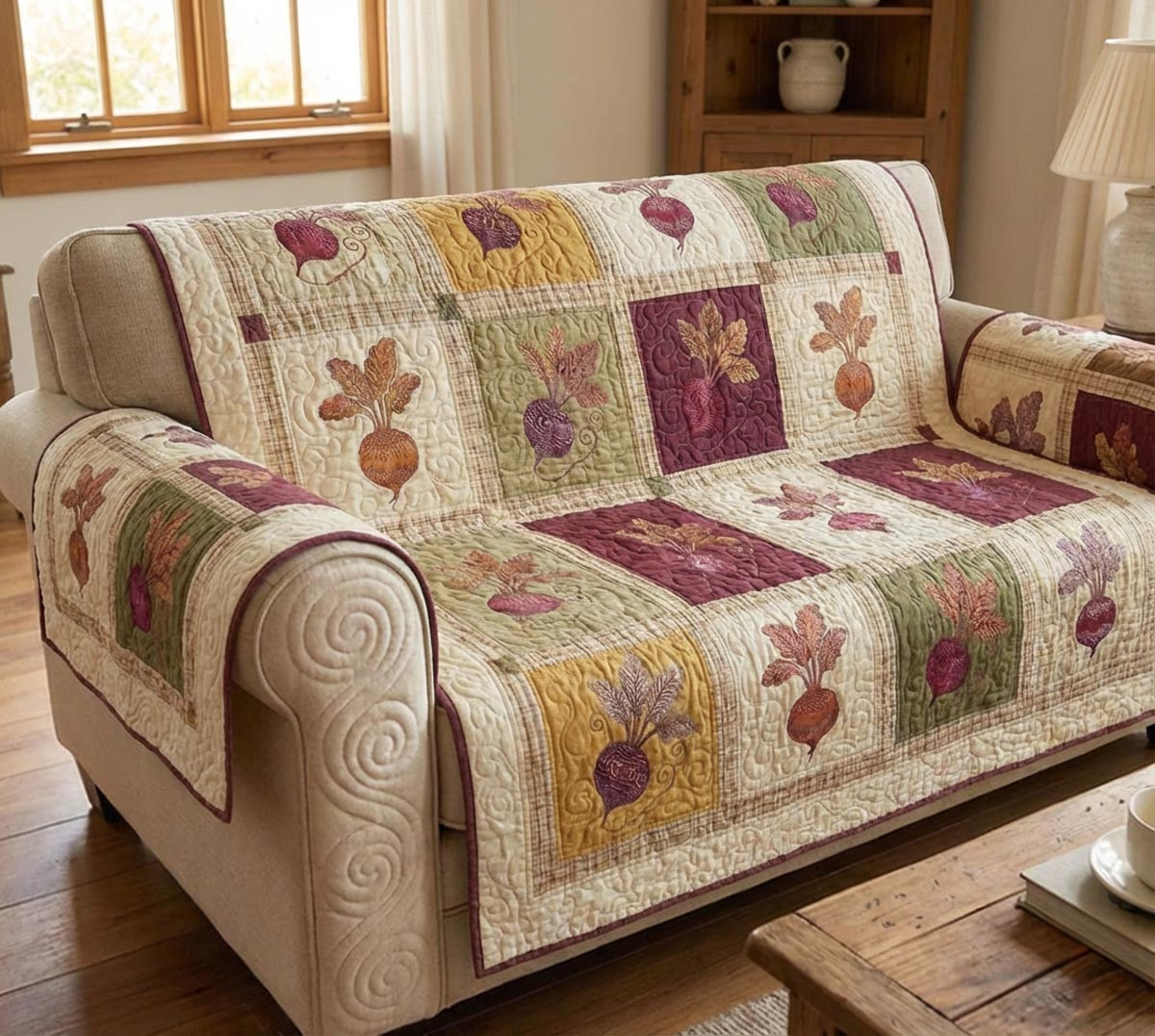 Country Roots Quilted Sofa Cover Sofa Cover Slipcover Gifts For Bee Lovers