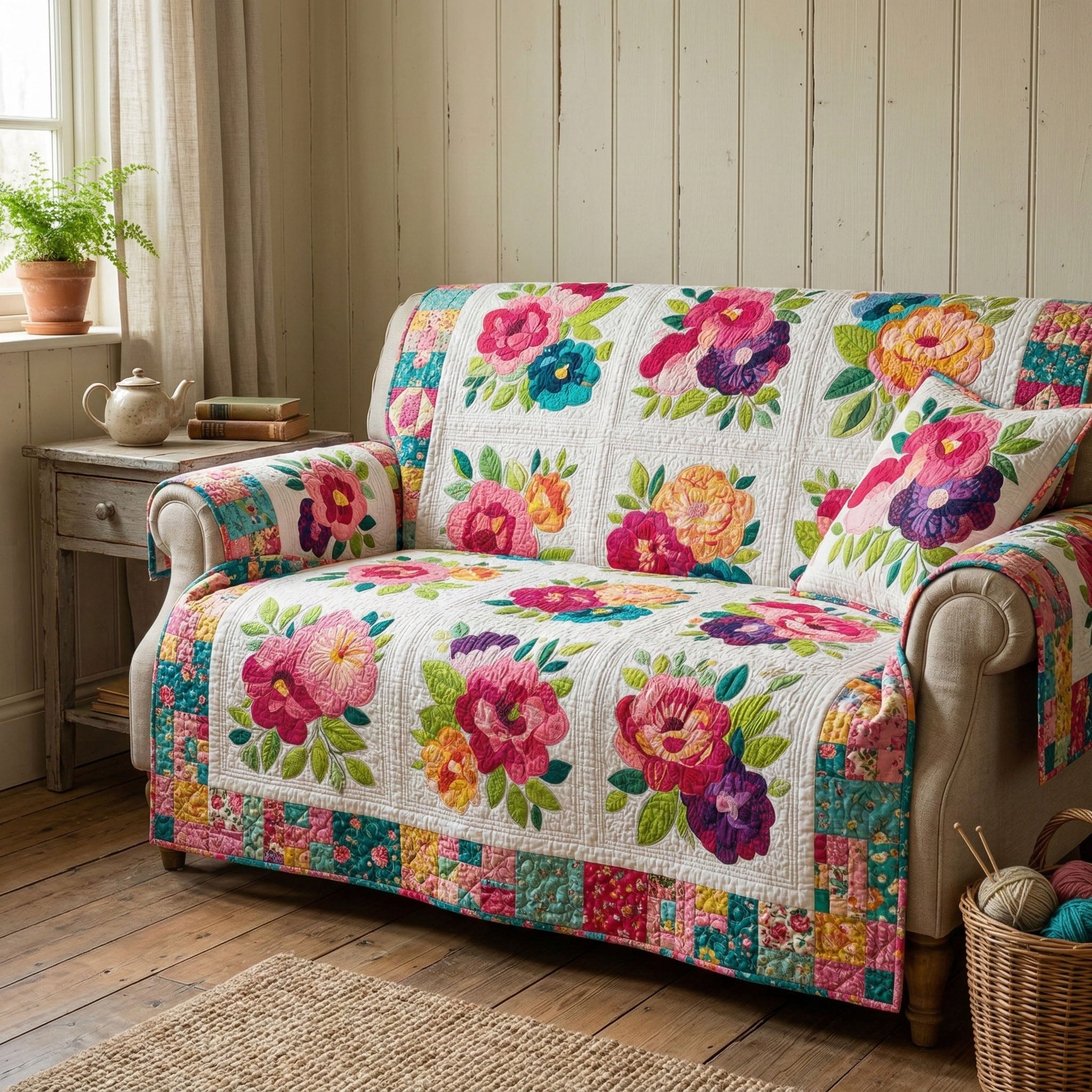 Country Rose Classic Quilted Sofa Cover Nice Couch Covers Christmas Gifts For Farmers
