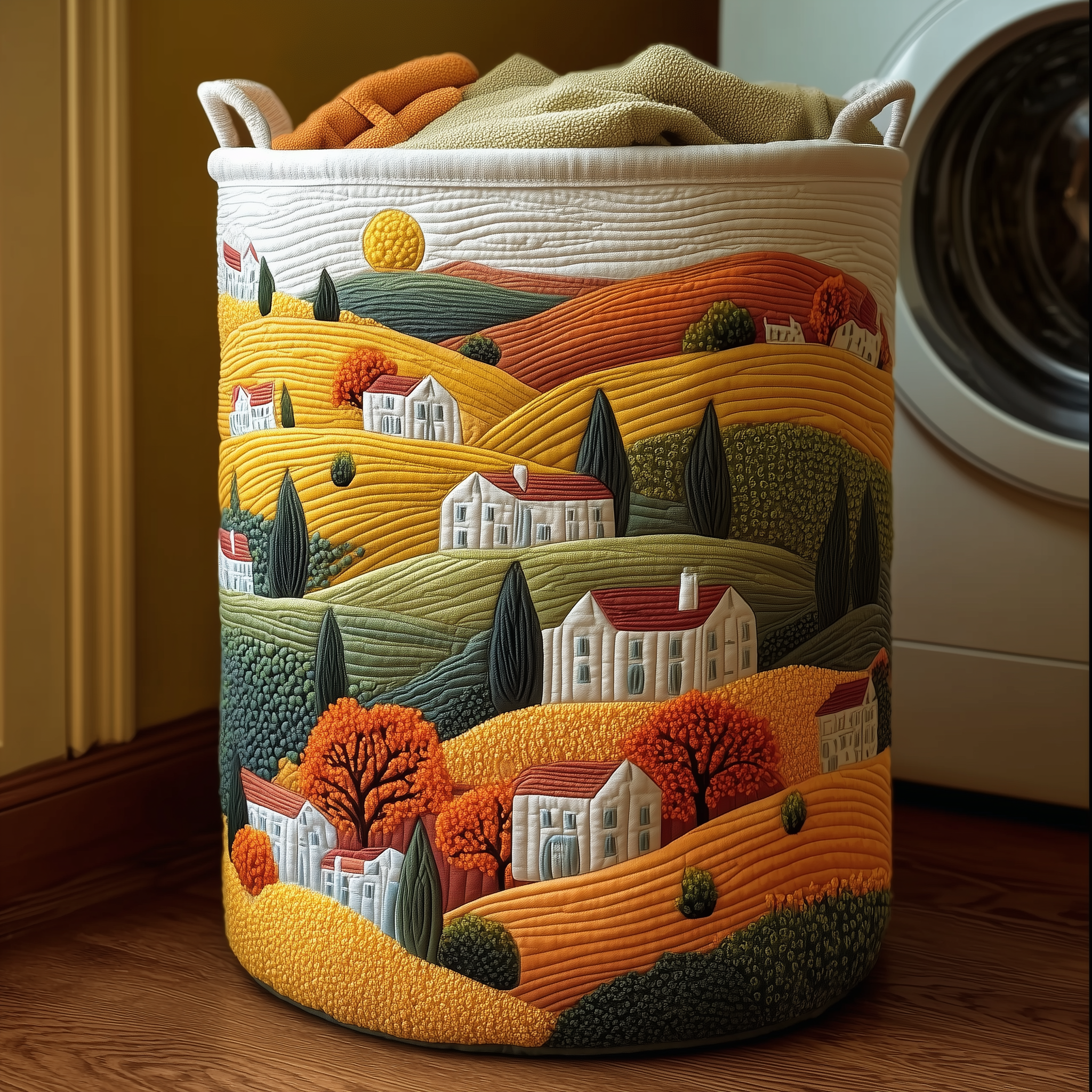 Countryside Bliss Quilted Laundry Basket Biggest Laundry Basket Mother's Day Gifts For Friends