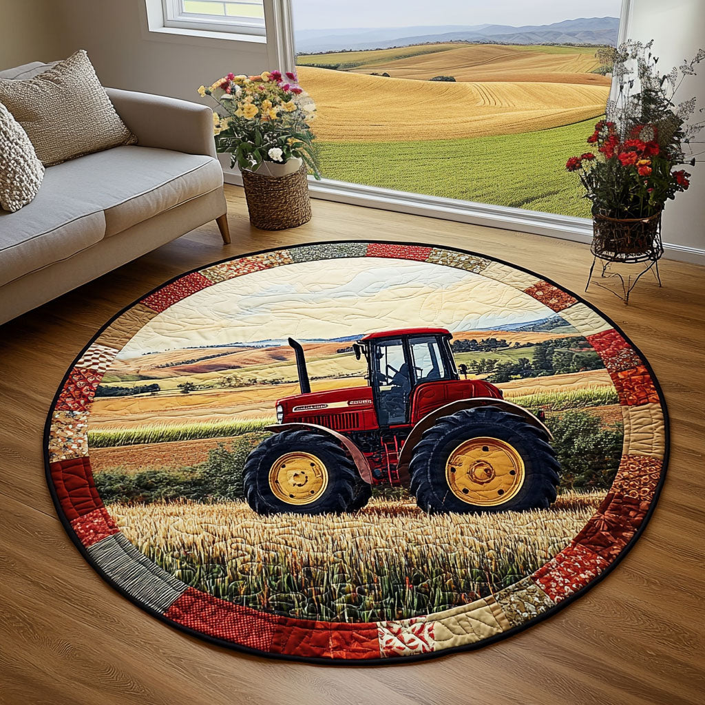 Countryside Ride Quilted Round Mat Living Room Decor Ideas Gifts For Deer Lovers