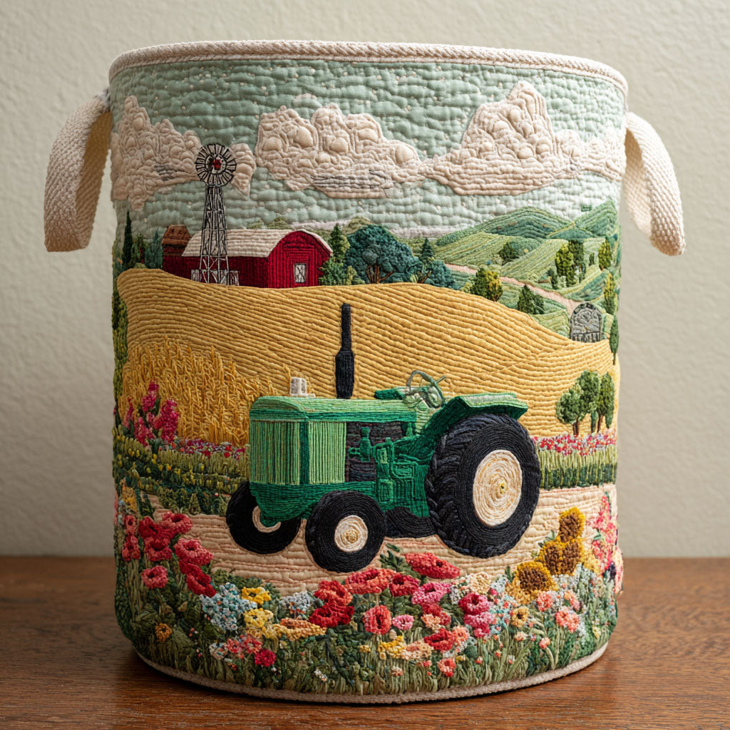 Countryside View Quilted Laundry Basket Unique Laundry Hamper Ideas Mothers Birthday Gifts