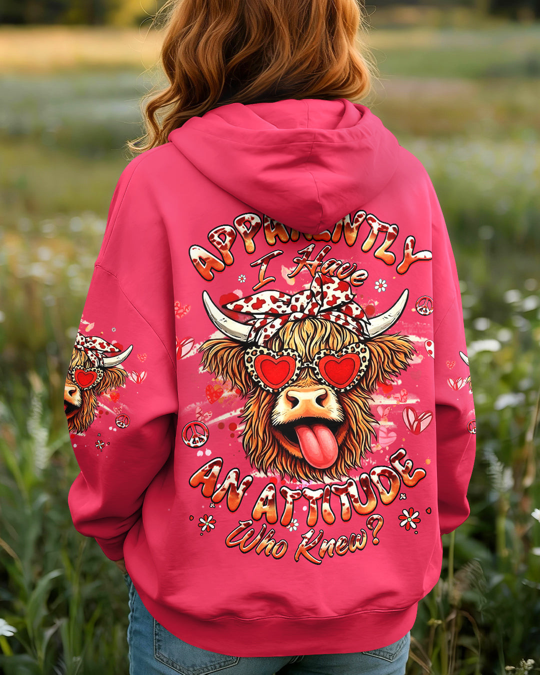 Cow Apparently I Have An Attitude Hoodie Cute Cow Valentine Pullover Gift For Animal Lovers