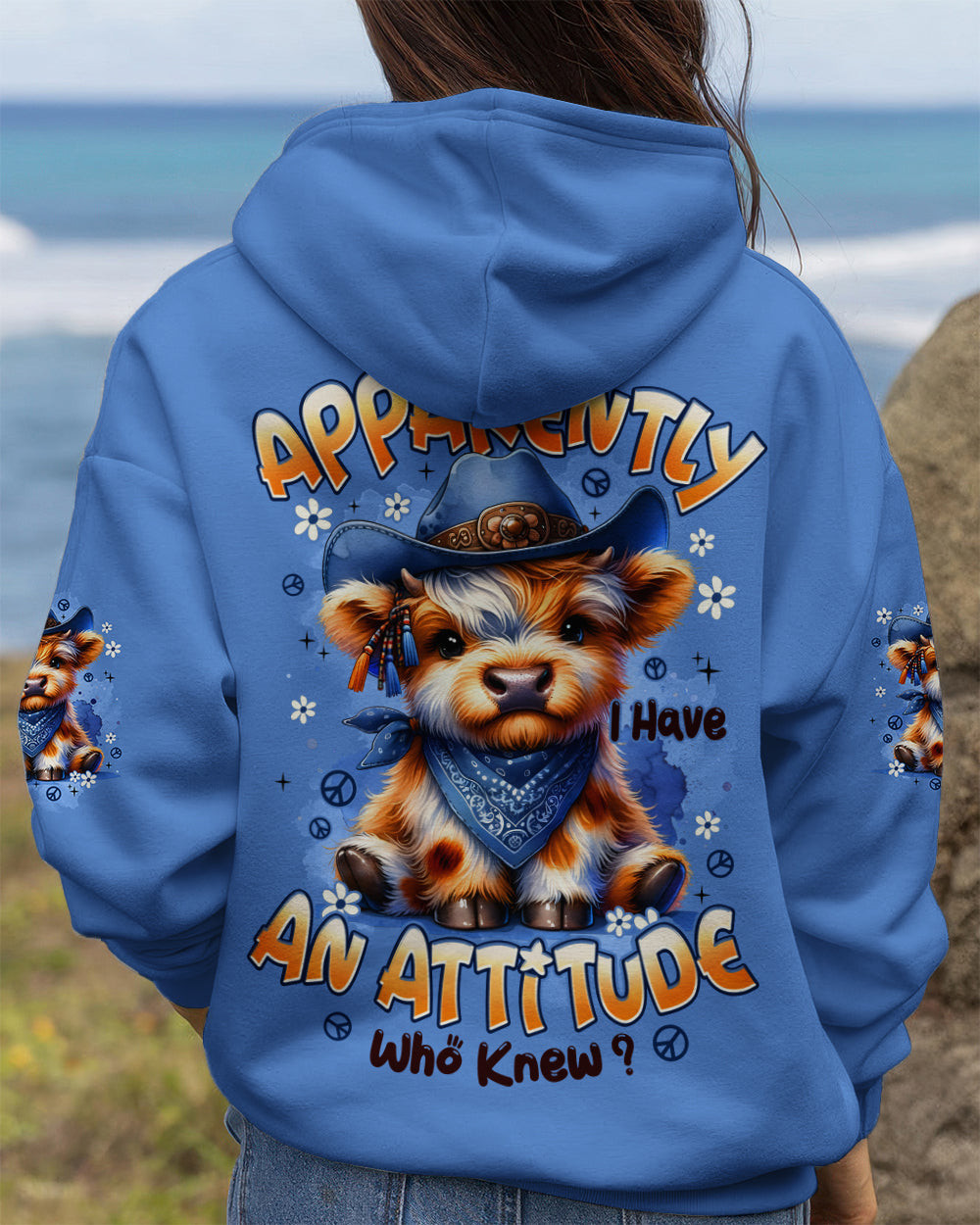 Cow Apparently I Have An Attitude Hoodie Cute Cowboy Cow Pullover Gift For Her