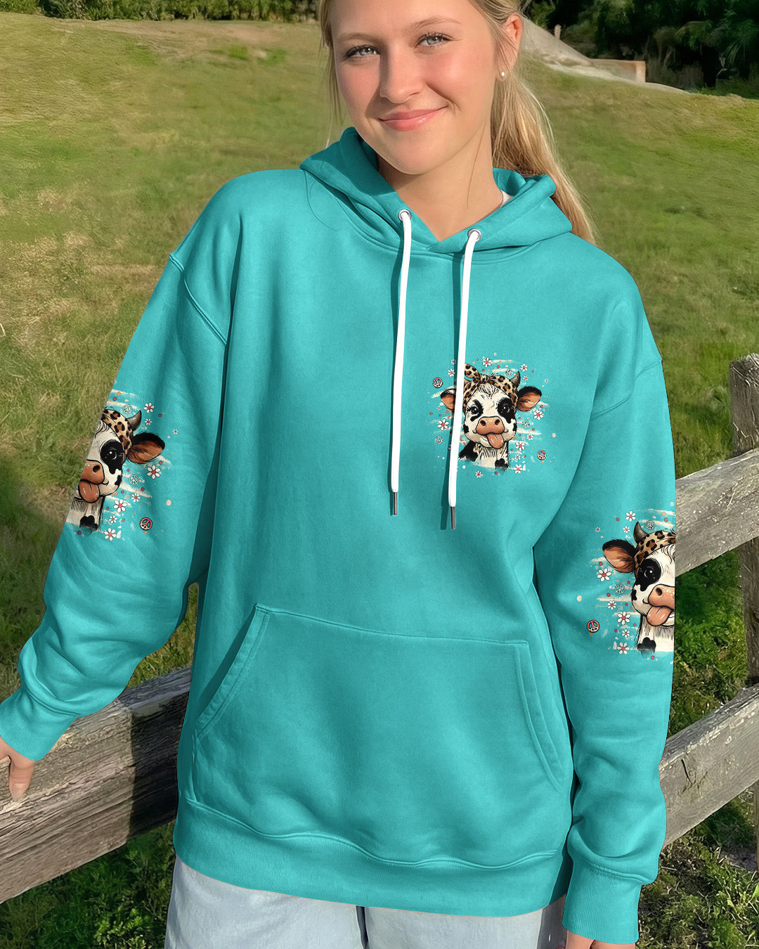 Cow Apparently I Have An Attitude Hoodie Cute Spotted Cow With Leopard Bandana Gift For Women - Image 2